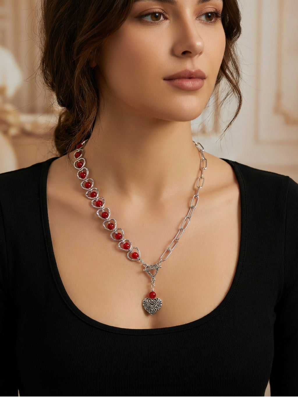 Sweeping Heart Pendant Necklace