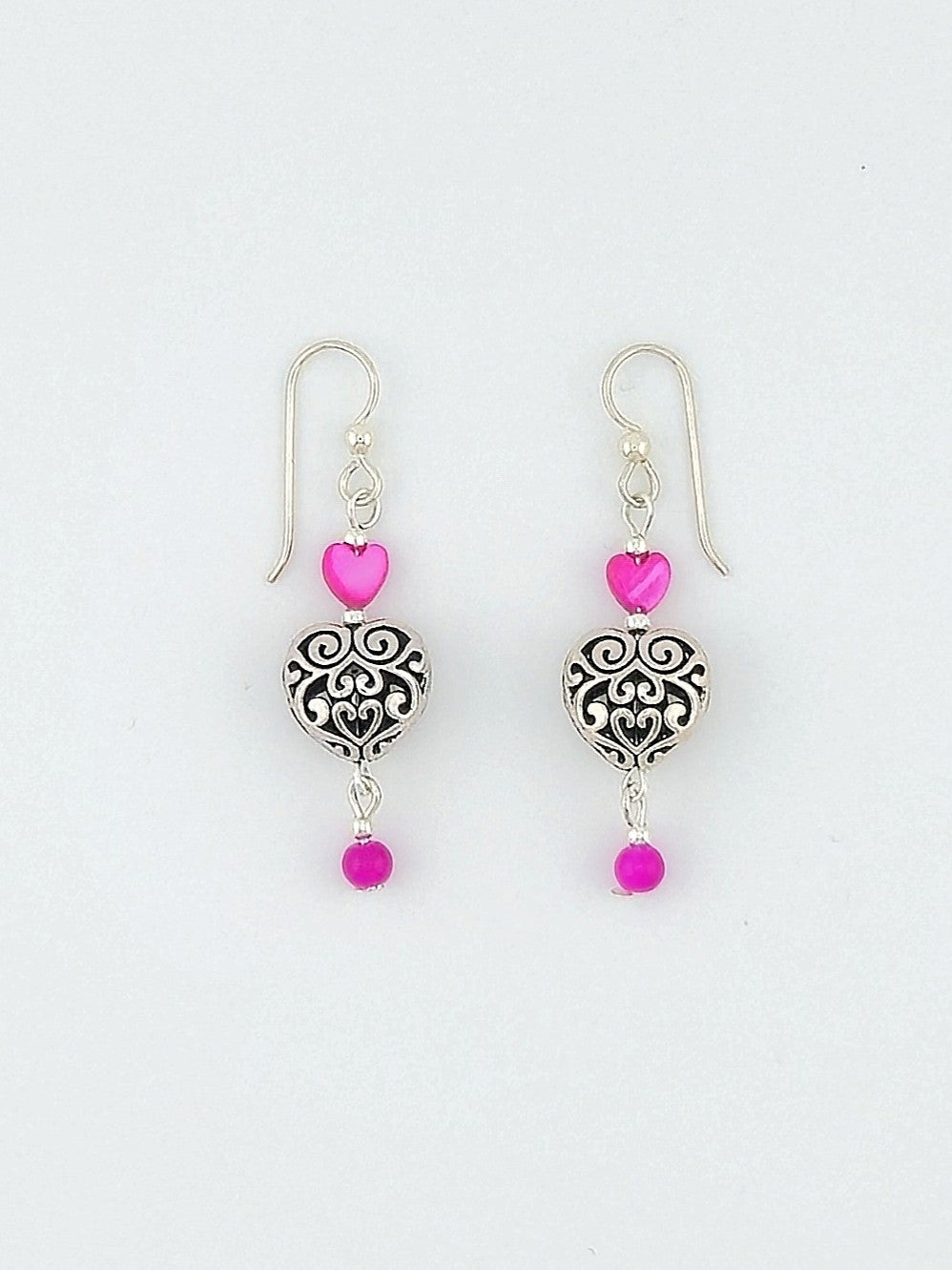 Silver Filigree Heart Earrings - 4 variations