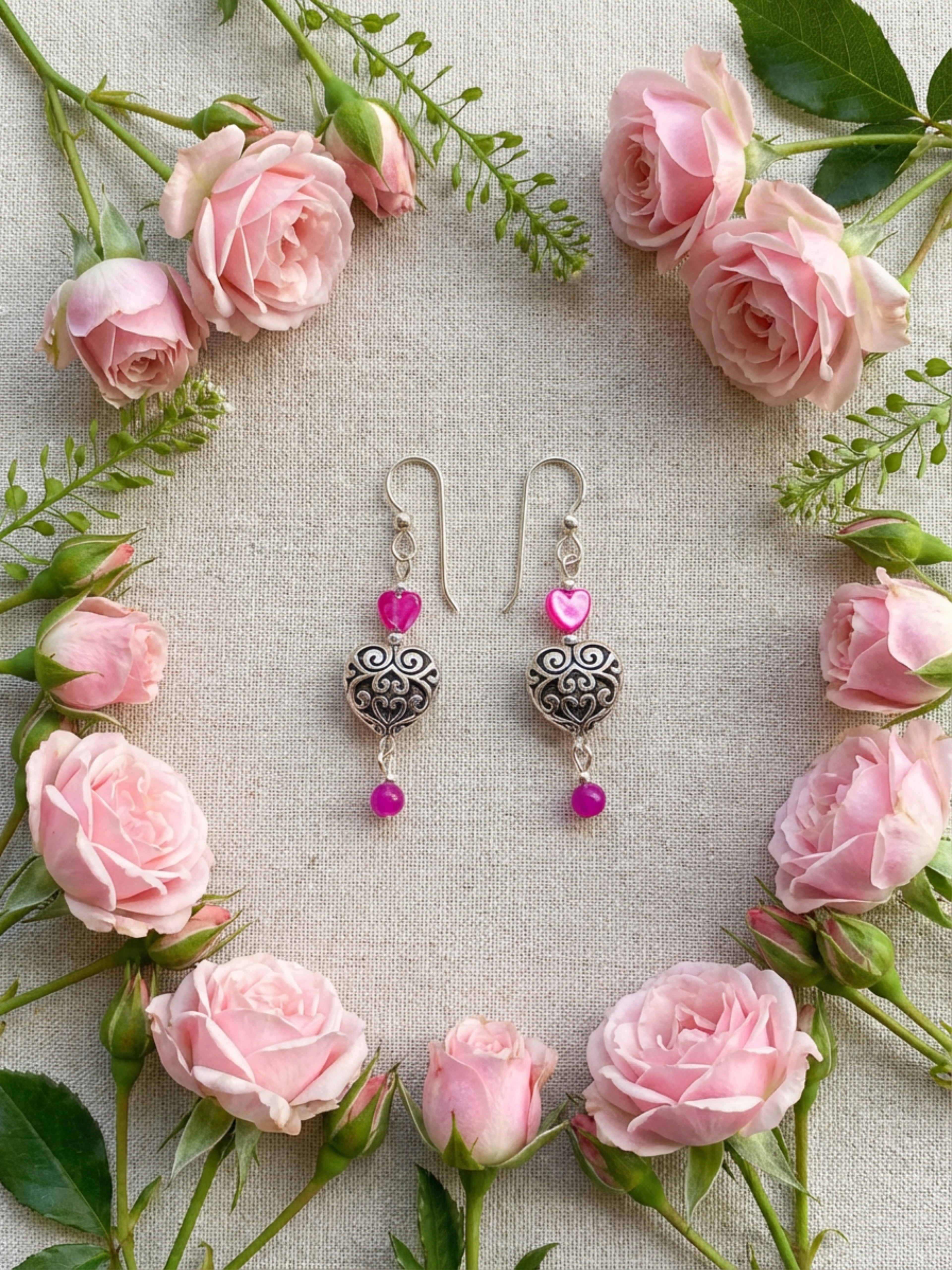 Silver Filigree Heart Earrings - 4 variations