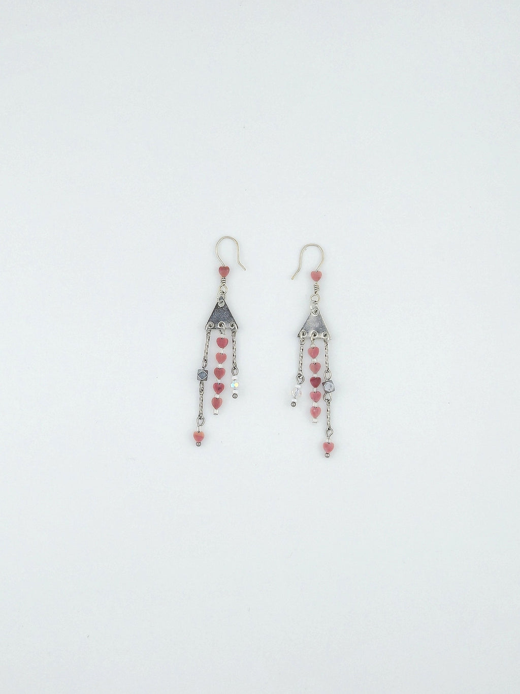 Triangle Heart Dangle Earrings