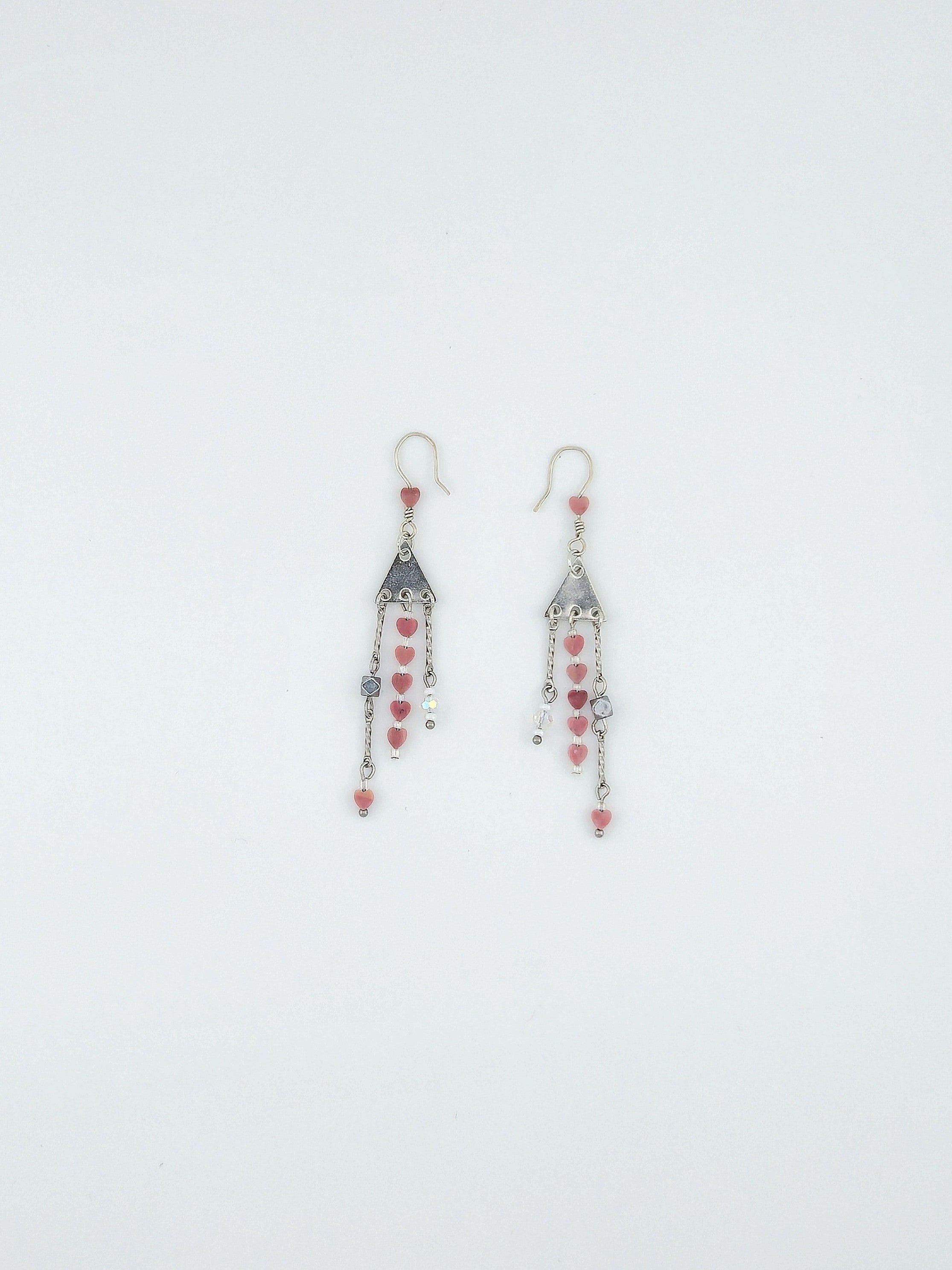 Triangle Heart Dangle Earrings