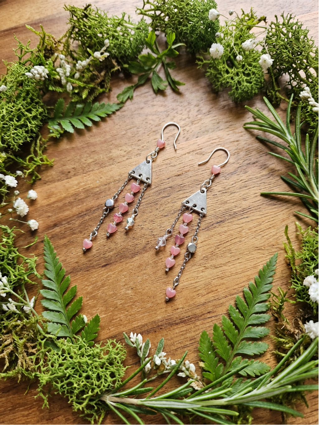Triangle Heart Dangle Earrings