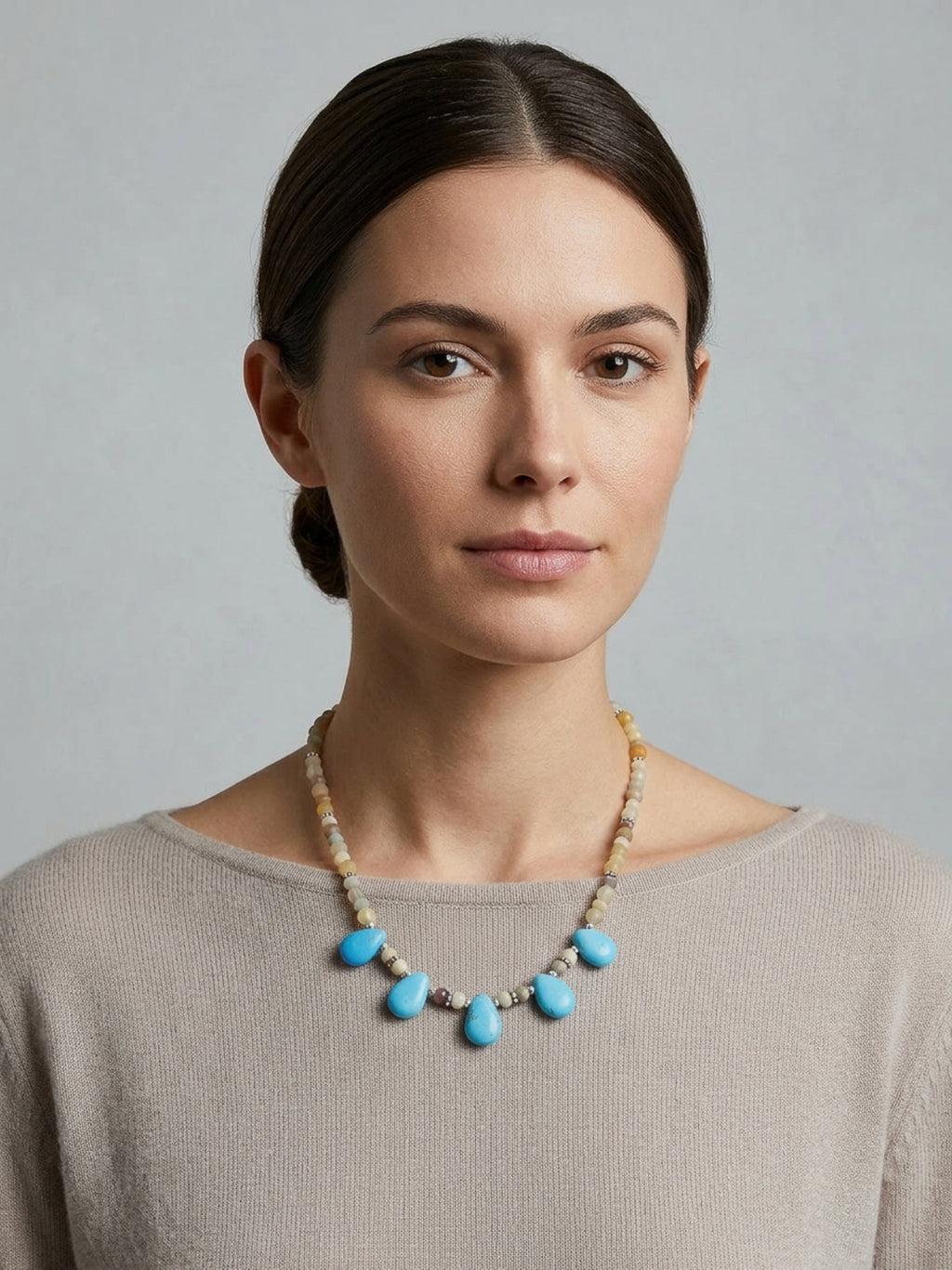 Turquoise Teardrop Collar Necklace