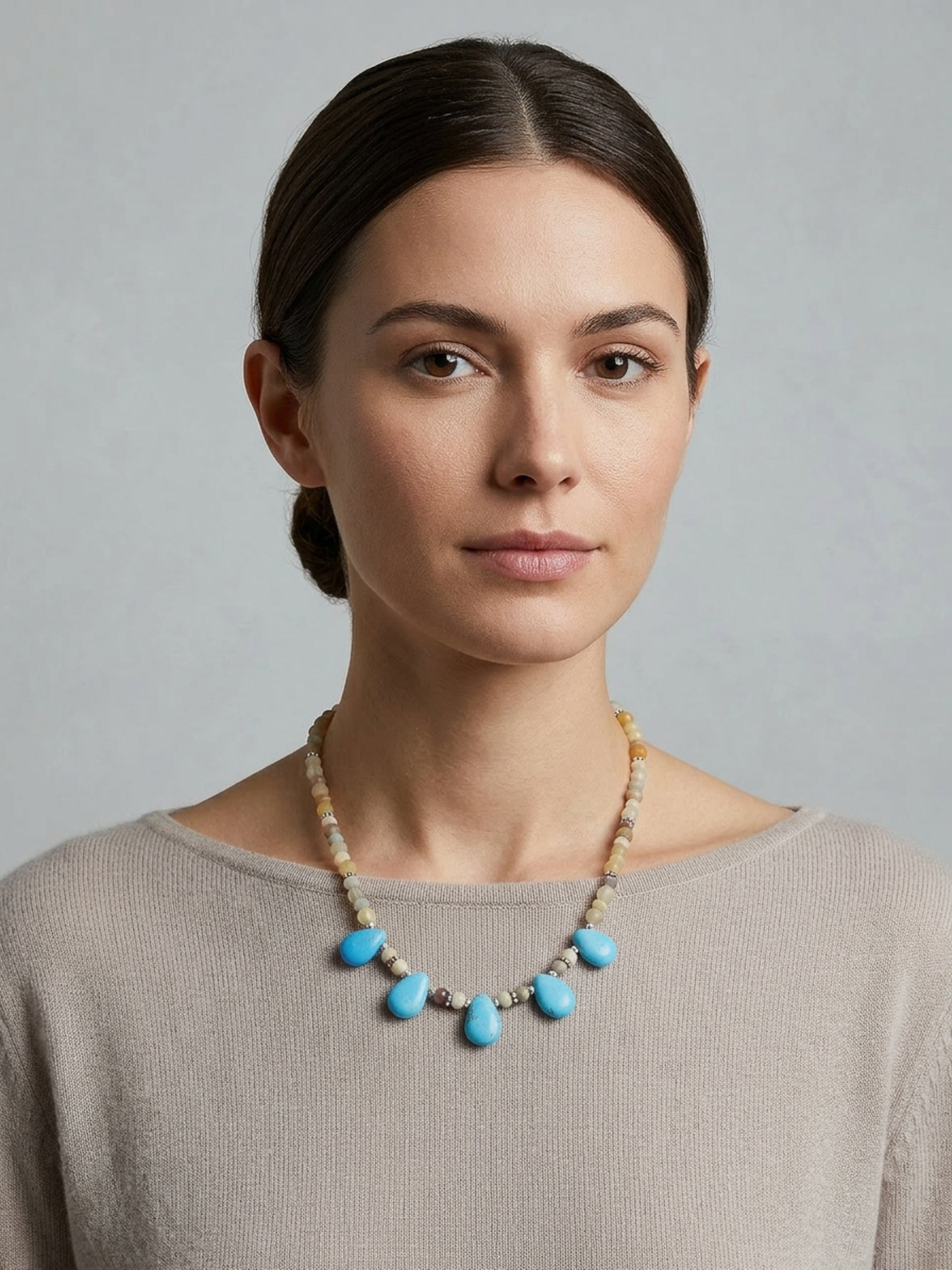 Turquoise Teardrop Collar Necklace