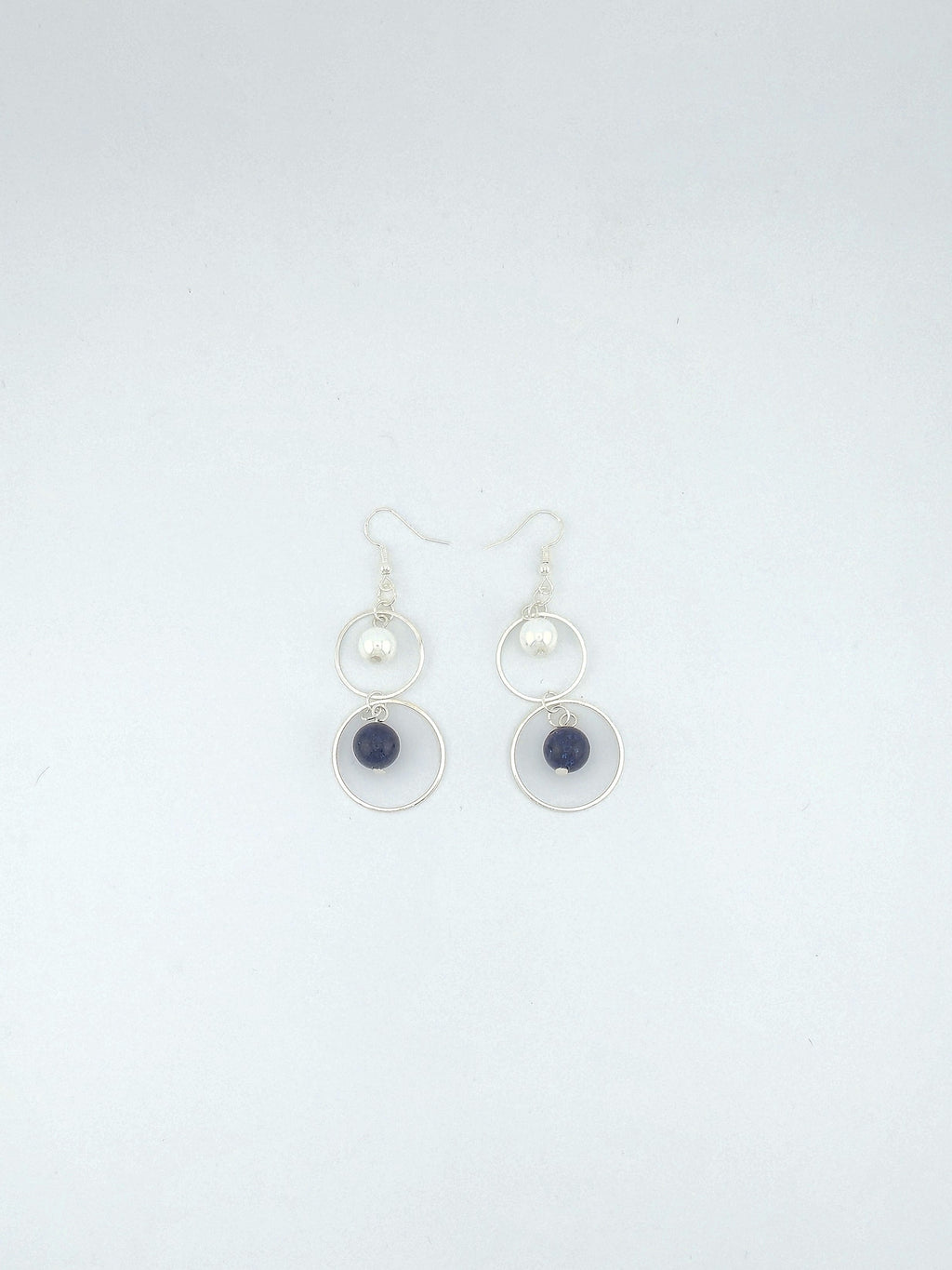 Blue & White Double Hoop Earrings