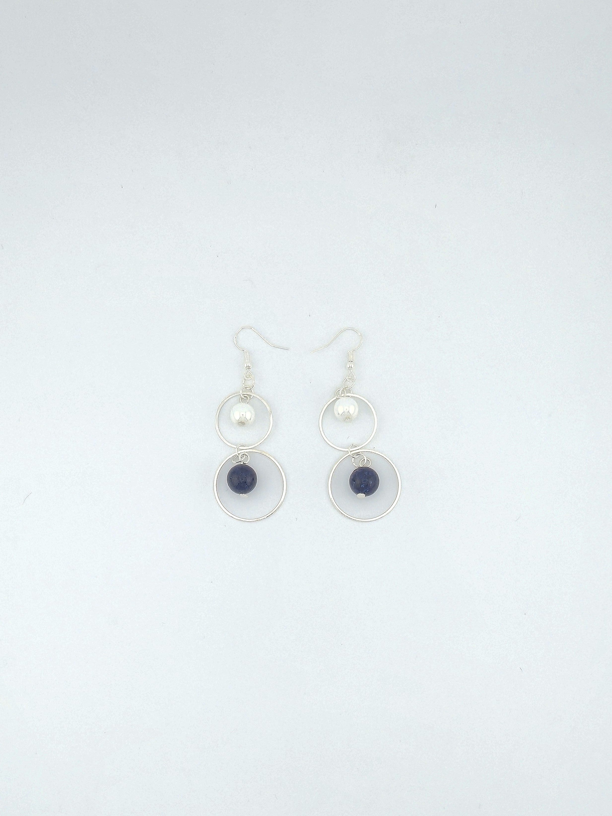 Blue & White Double Hoop Earrings