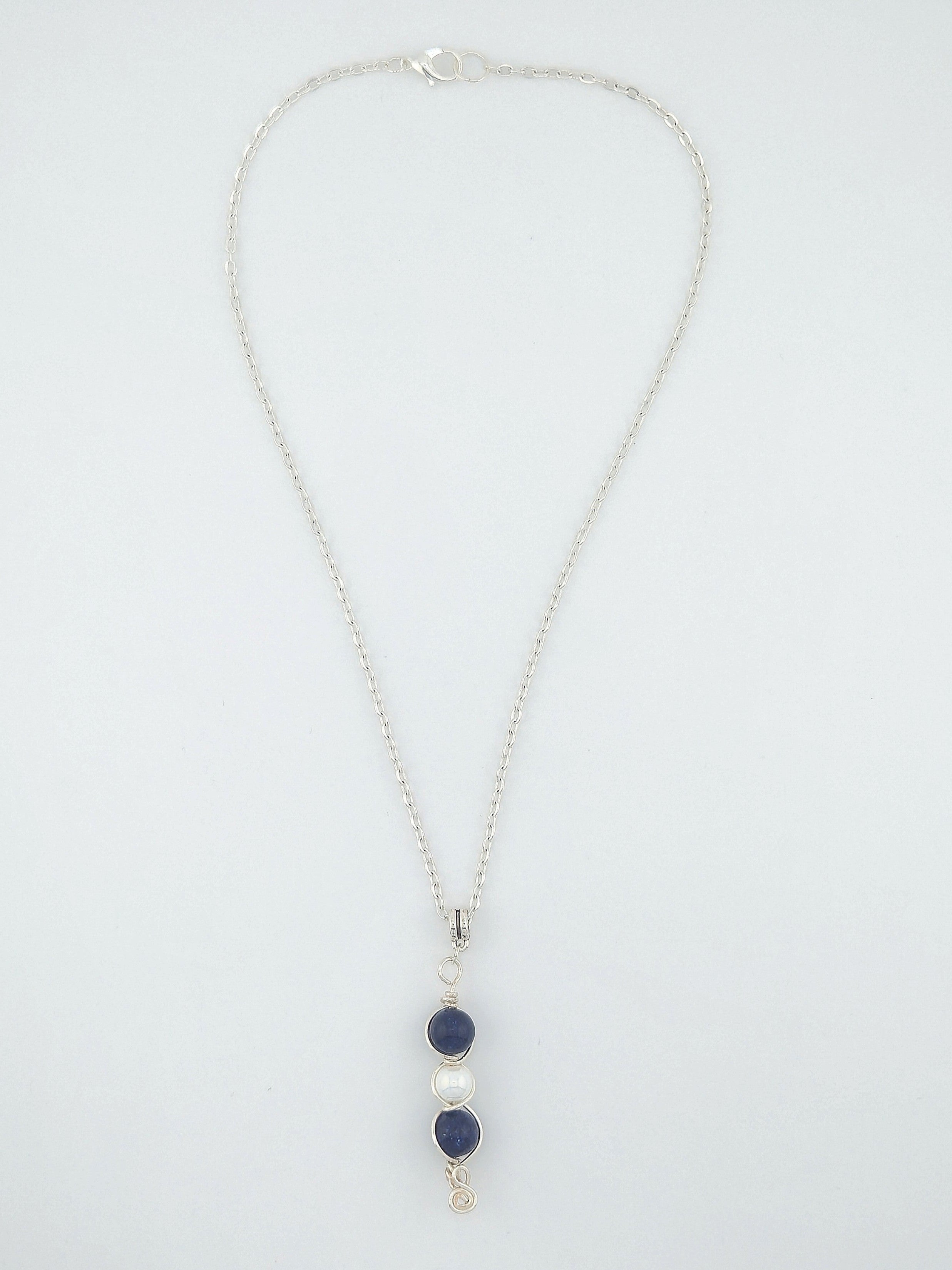 Blue and White Pendant Necklace