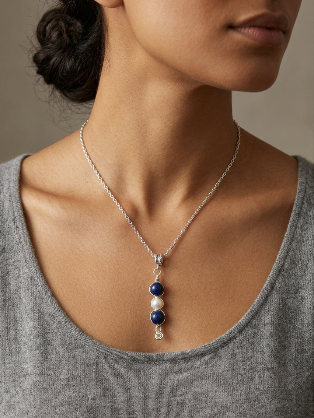 Blue and White Pendant Necklace