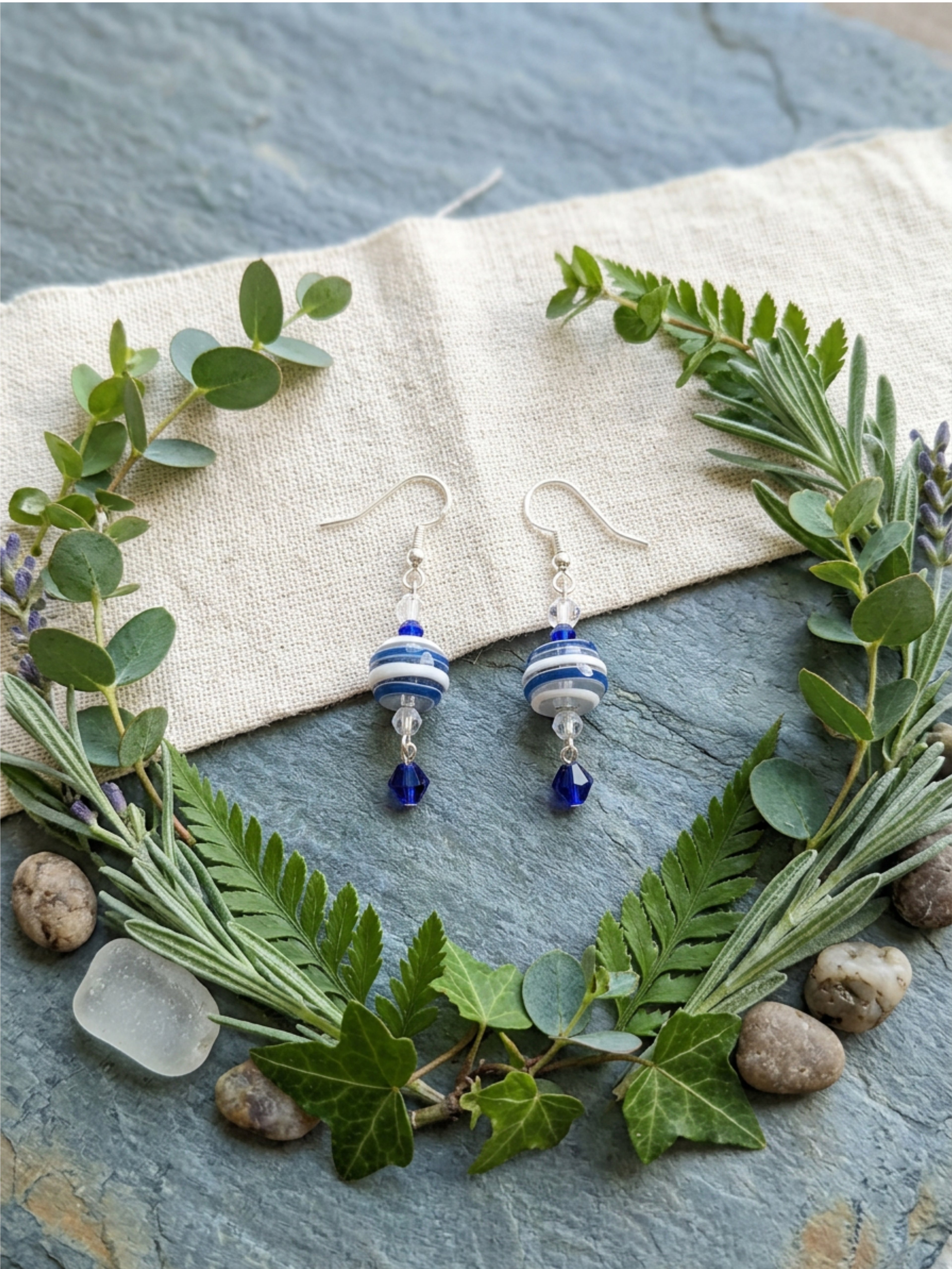 Blue & White Lampwork Earrings