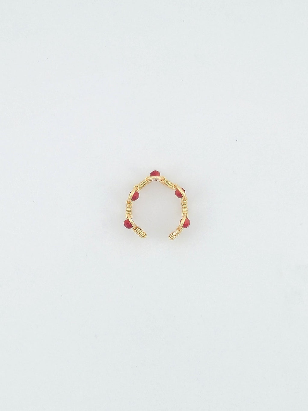 Gold Crest Red Jade Ring