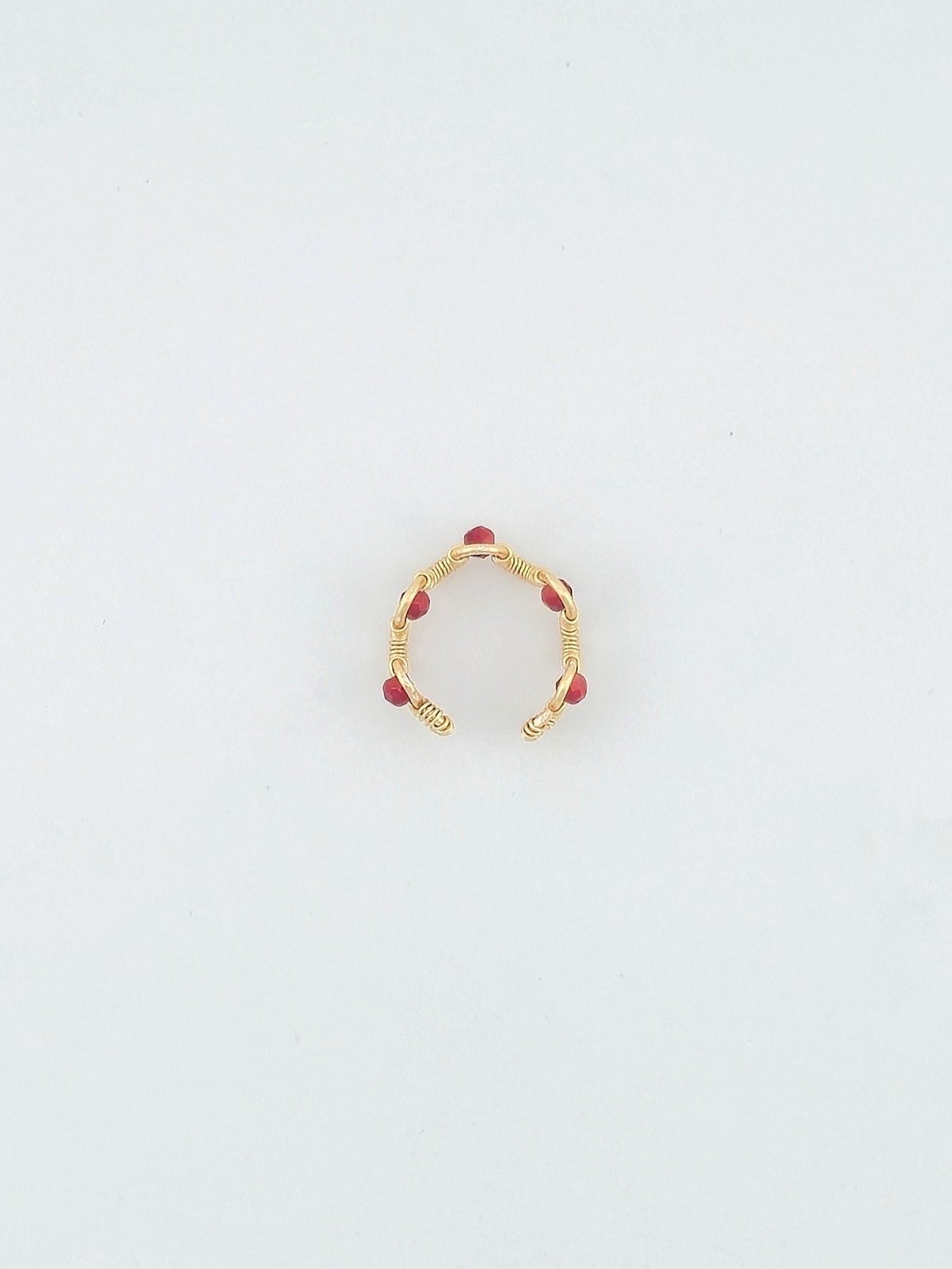 Gold Crest Red Jade Ring