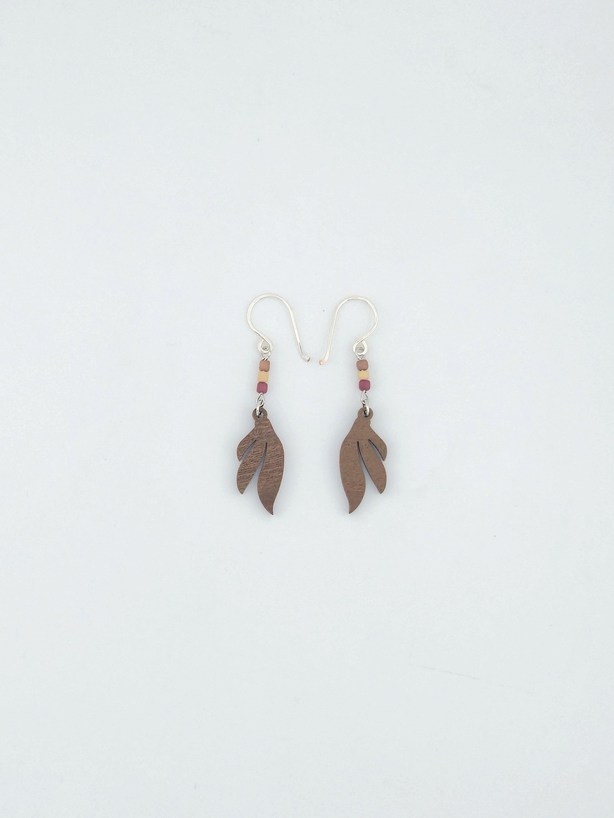 Natural Wood Leaf Earrings