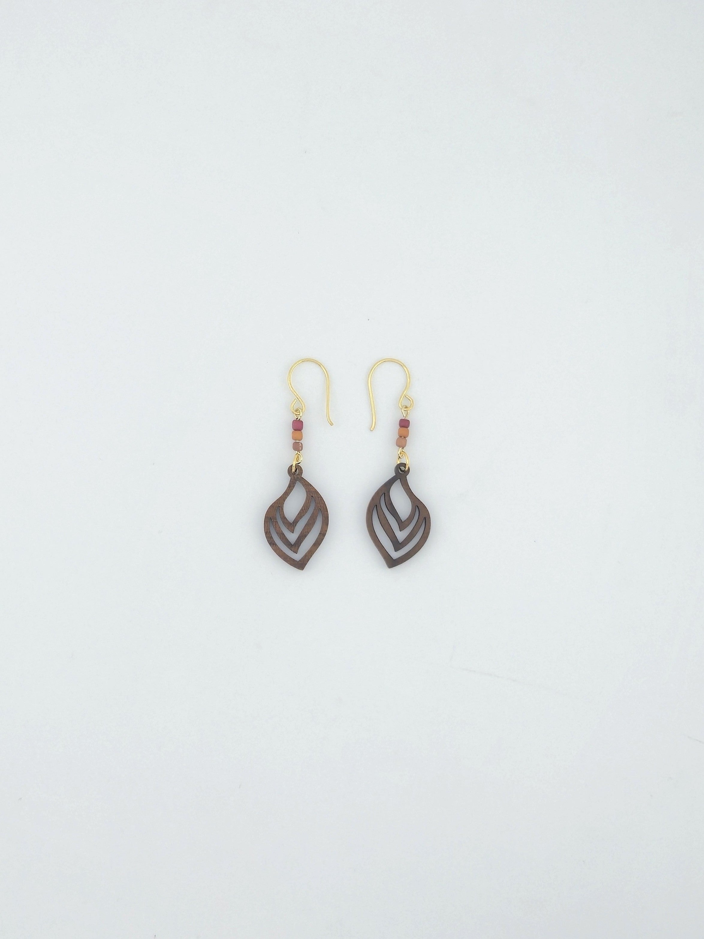 Natural Wood Leaf Earrings