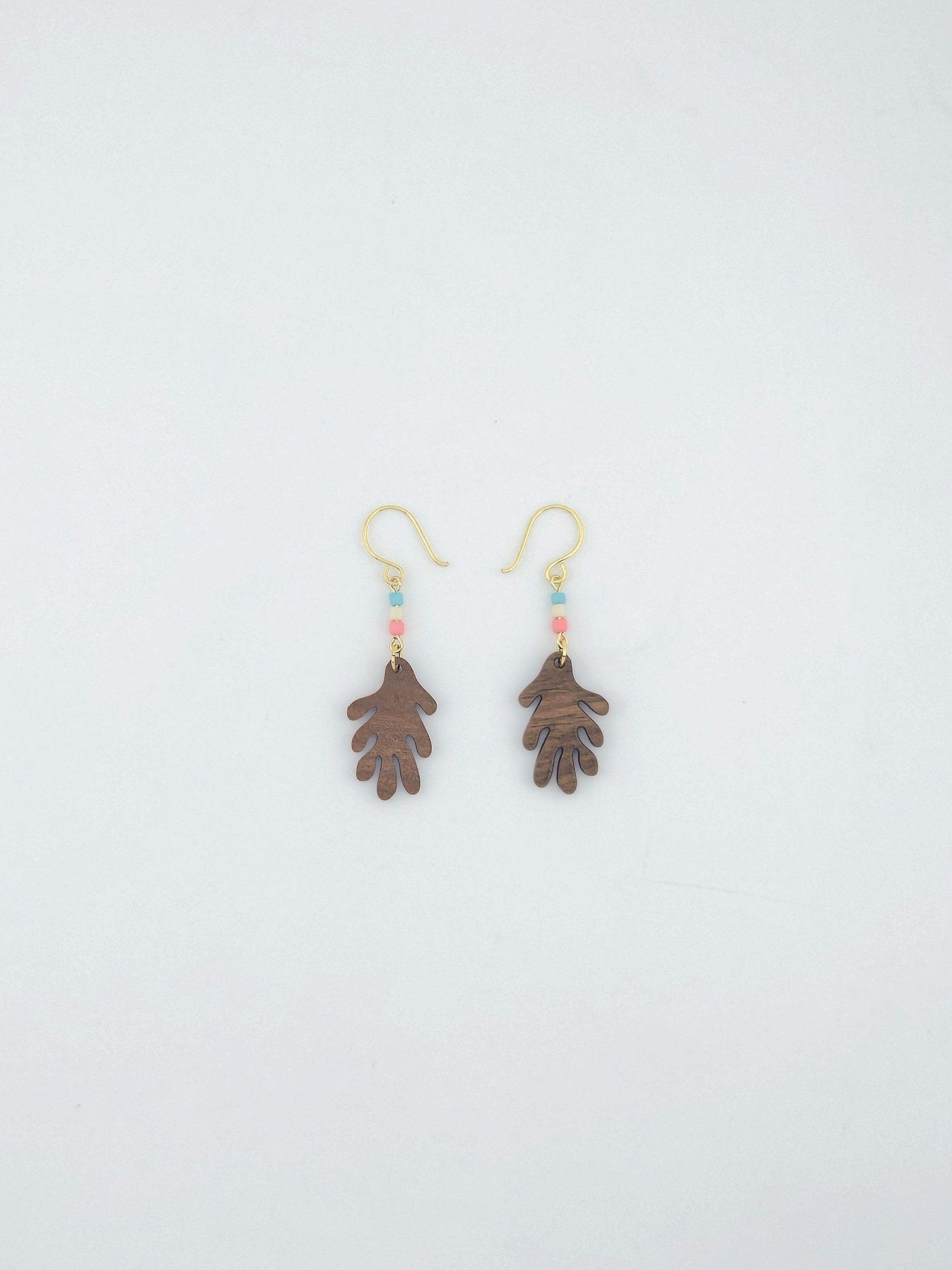 Natural Wood Leaf Earrings