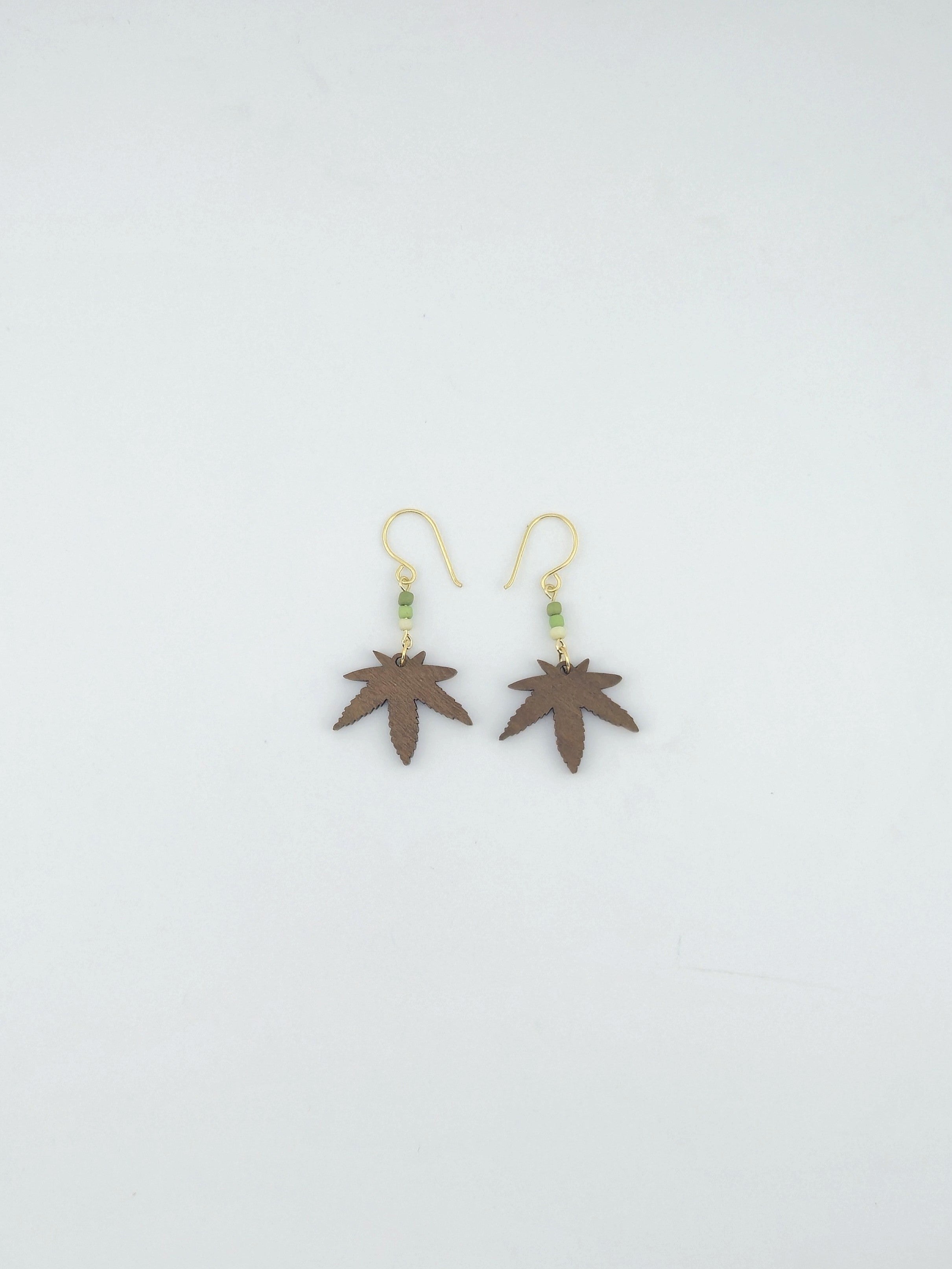 Natural Wood Leaf Earrings