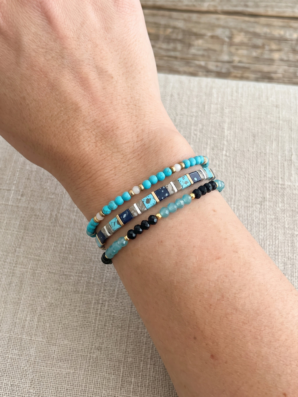 Layered Turquoise Bead Bracelet