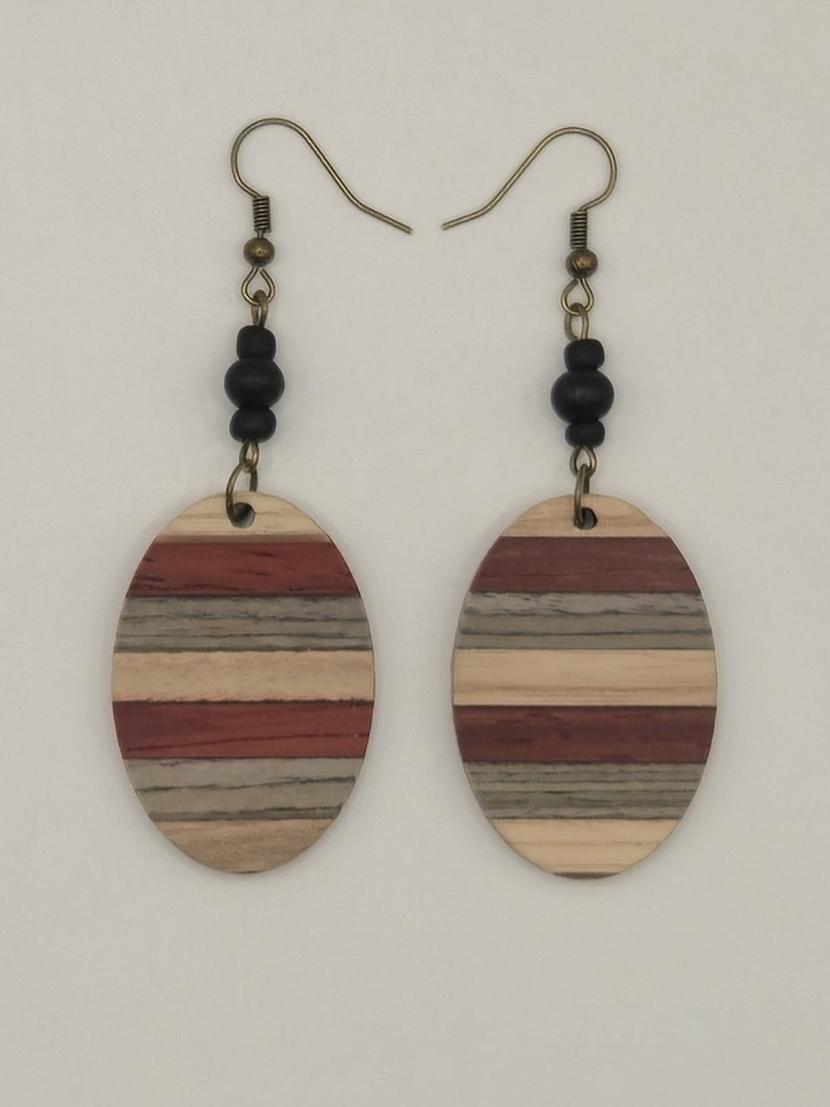 Natural Wood Stripe Earrings