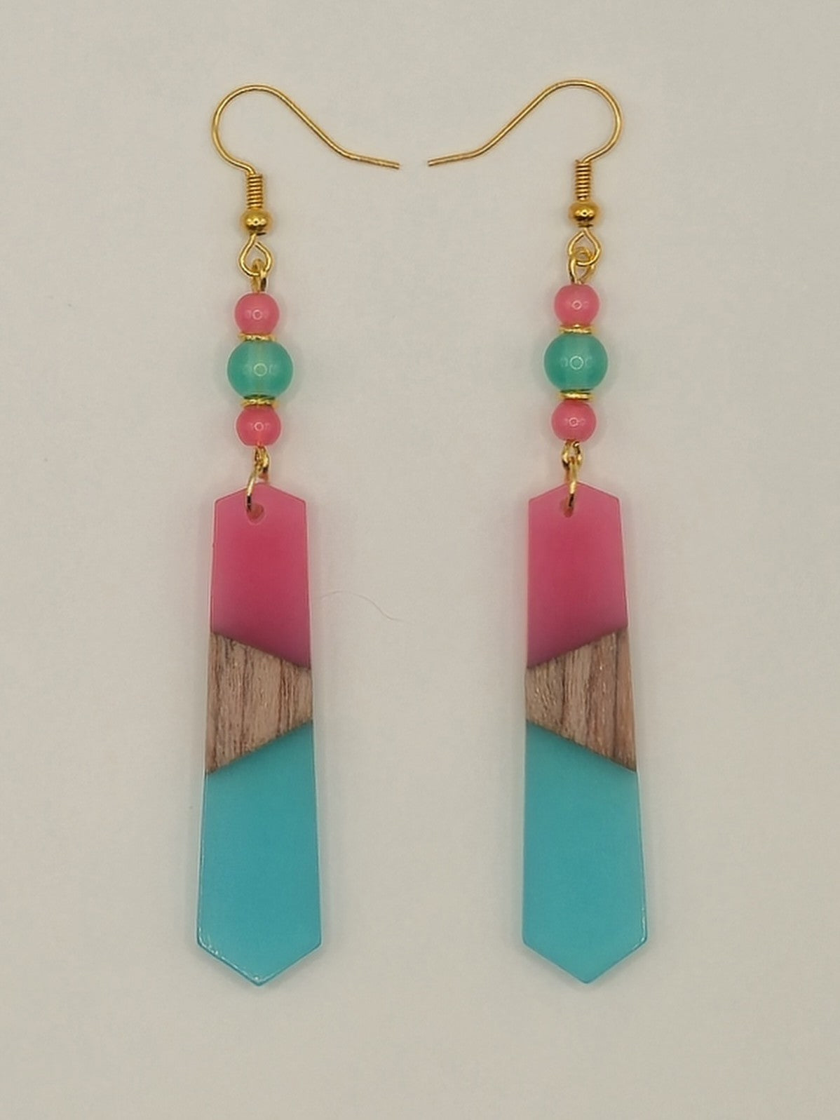 Colorful Wood/Resin Pedulum Earrings