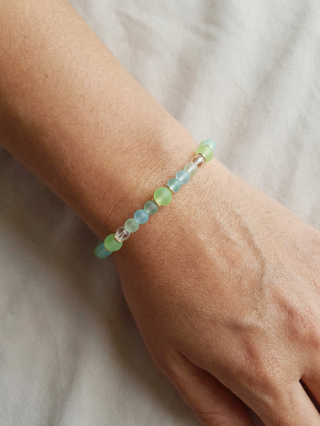 Soft Blue Glass Bead Bracelet