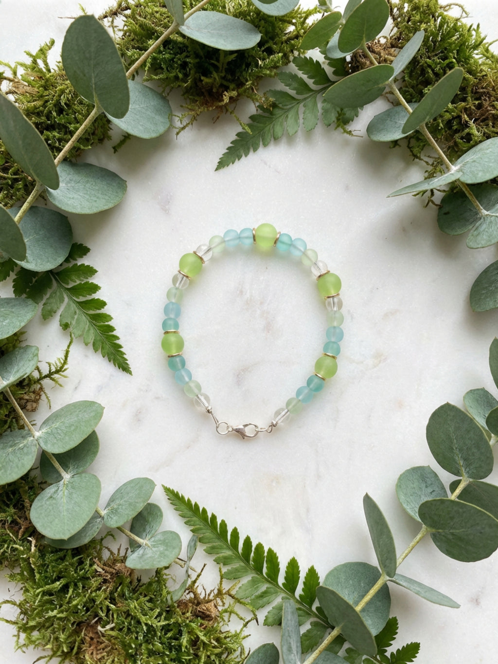 Soft Blue Glass Bead Bracelet