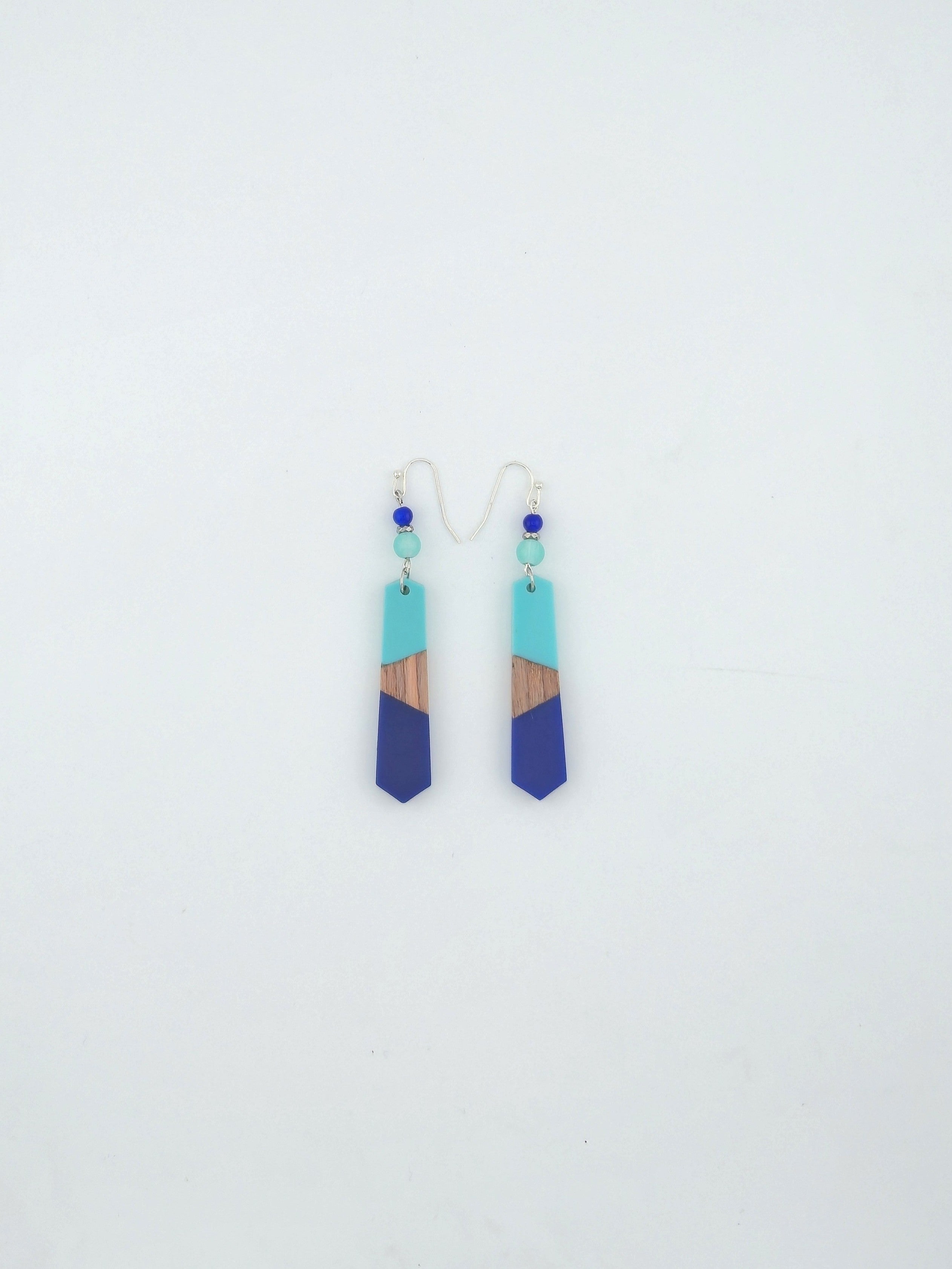 Colorful Wood/Resin Pedulum Earrings