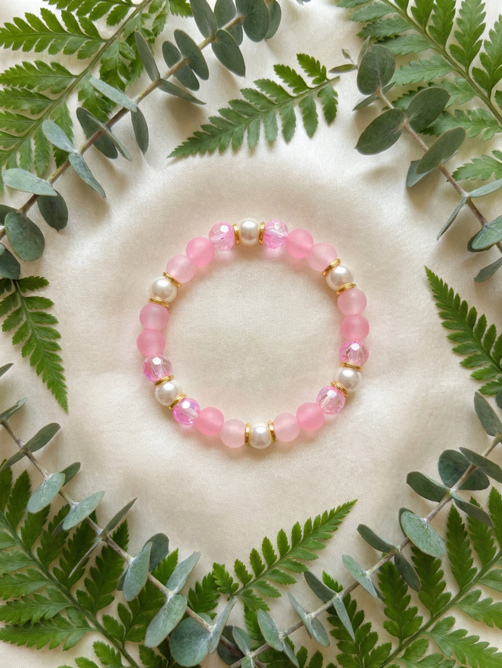 Pretty in Pink Glass Bead Bracelet