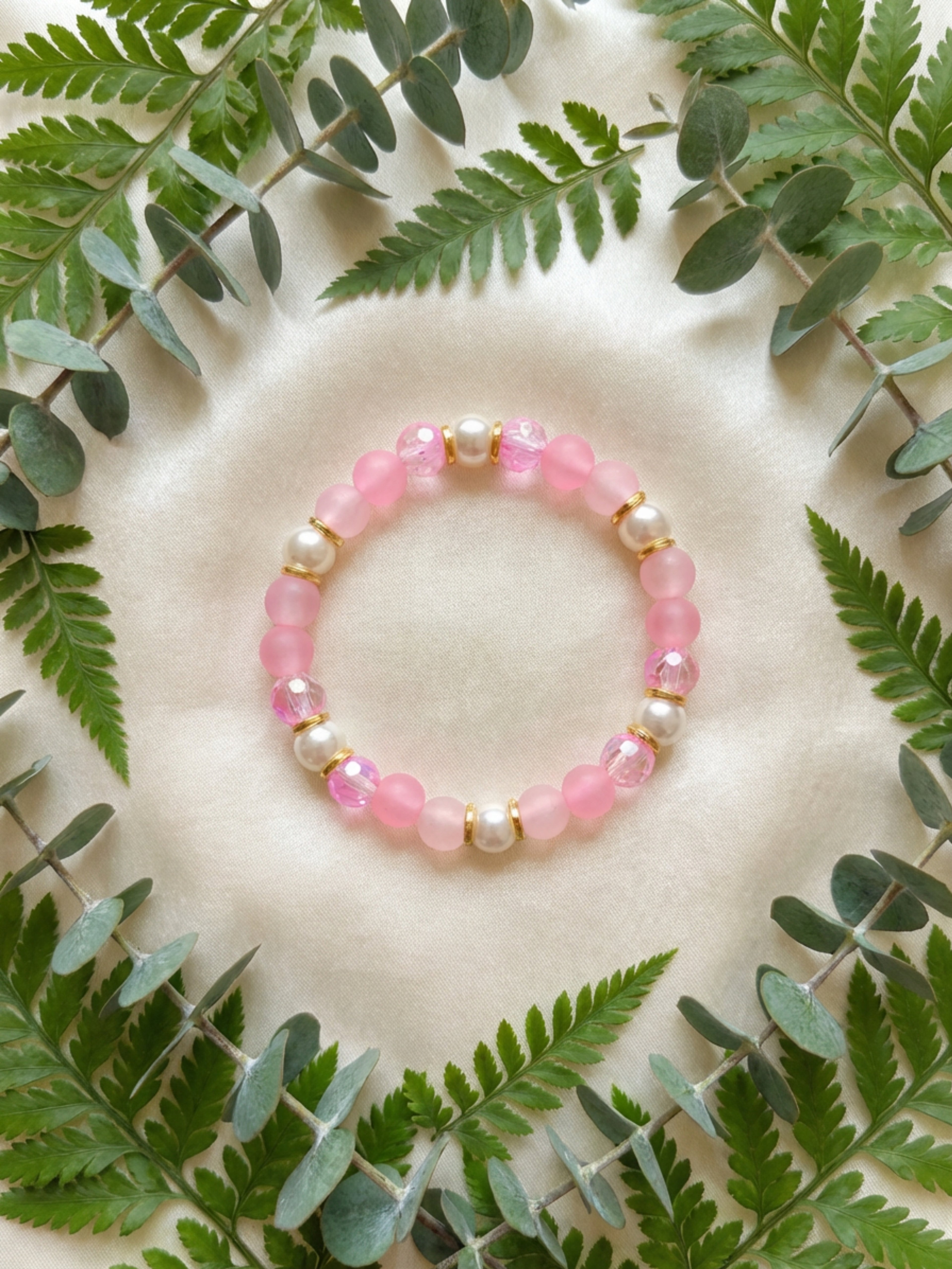 Pretty in Pink Glass Bead Bracelet