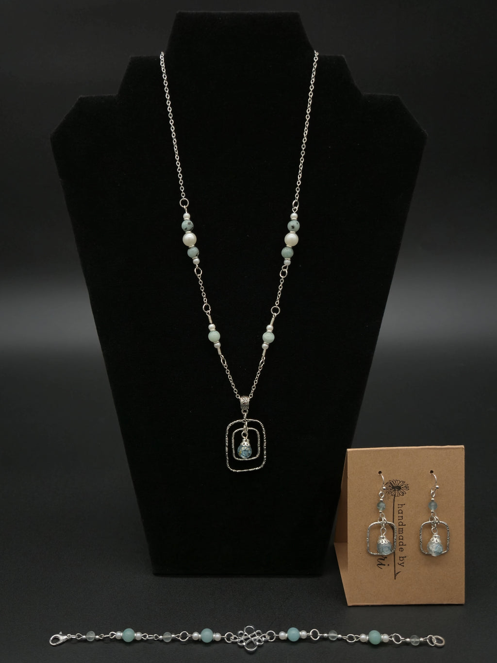 Blue Grey Crackle Glass Collection