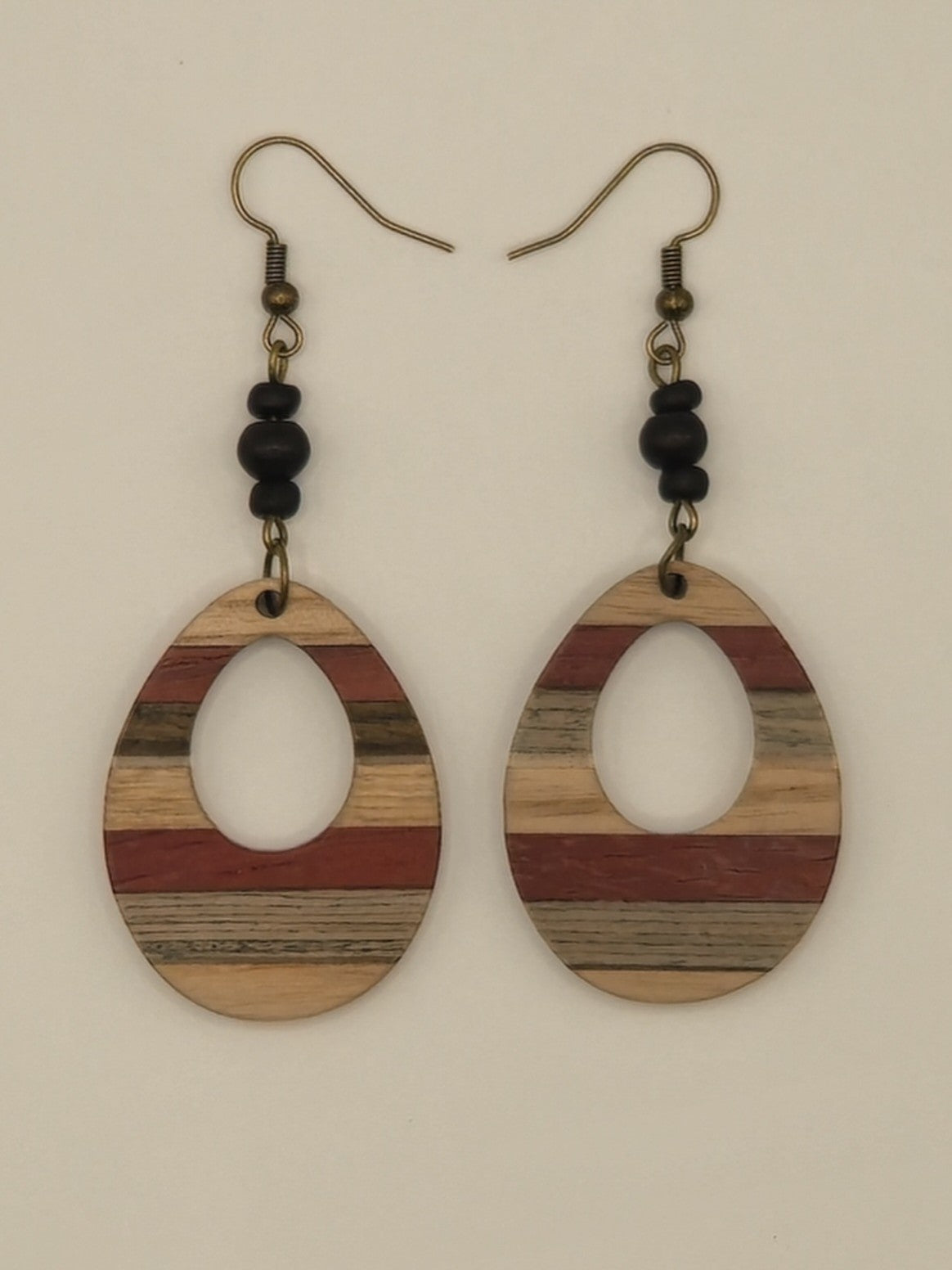 Natural Wood Stripe Earrings
