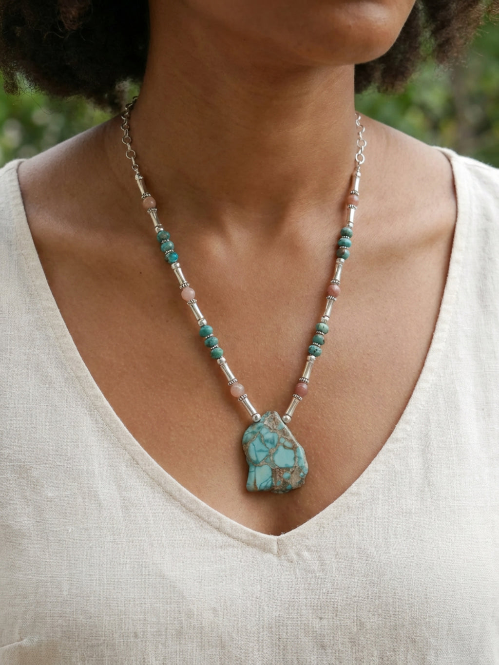 Natural Cut Turquoise Necklace