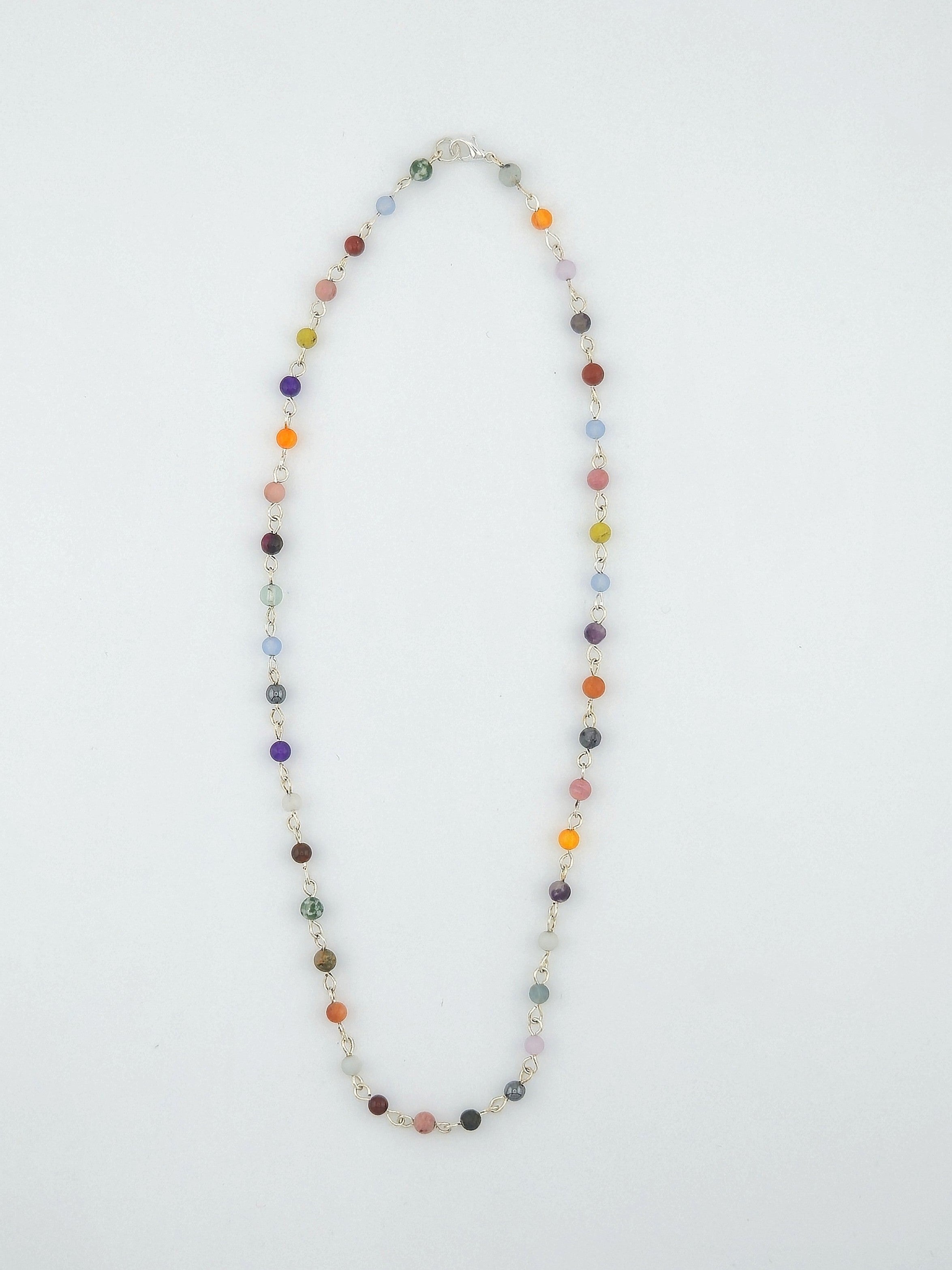 Mixed Natural Stone Link Necklace