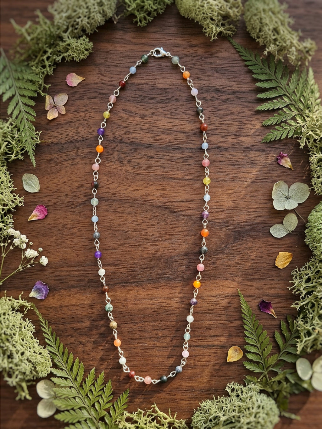 Mixed Natural Stone Link Necklace