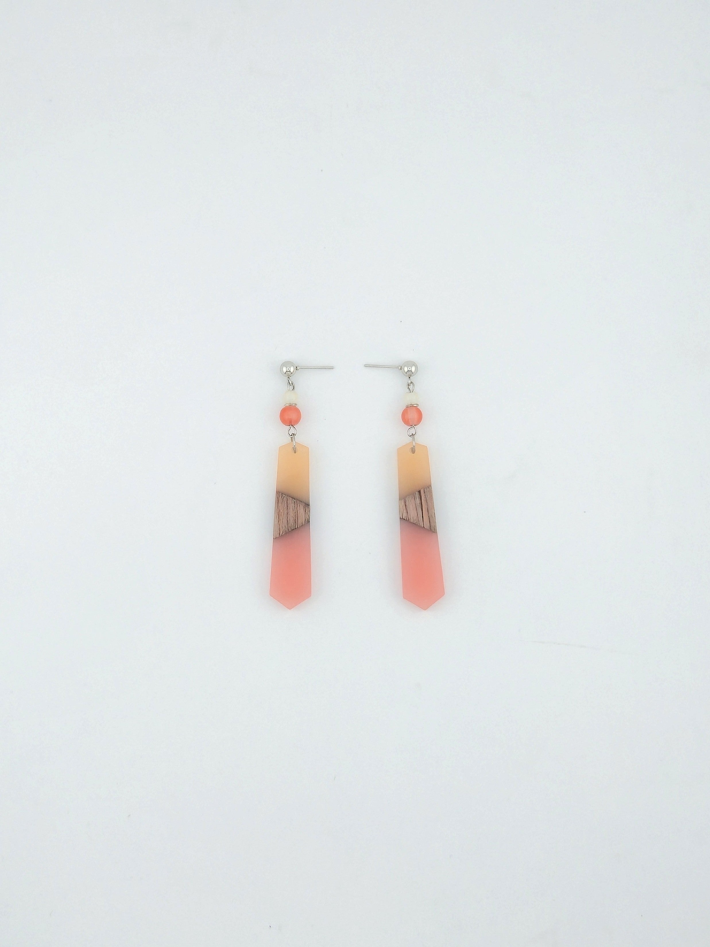 Colorful Wood/Resin Pedulum Earrings