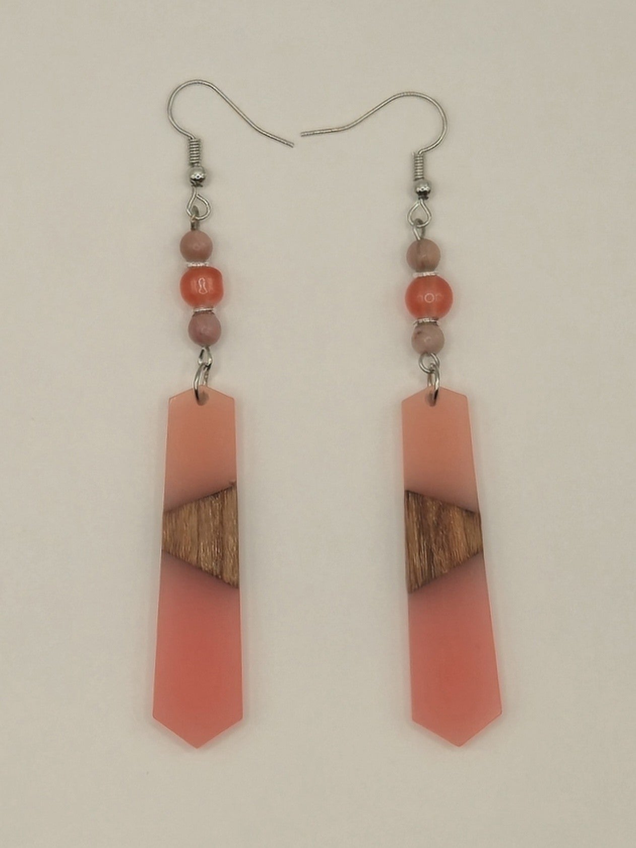 Colorful Wood/Resin Pedulum Earrings