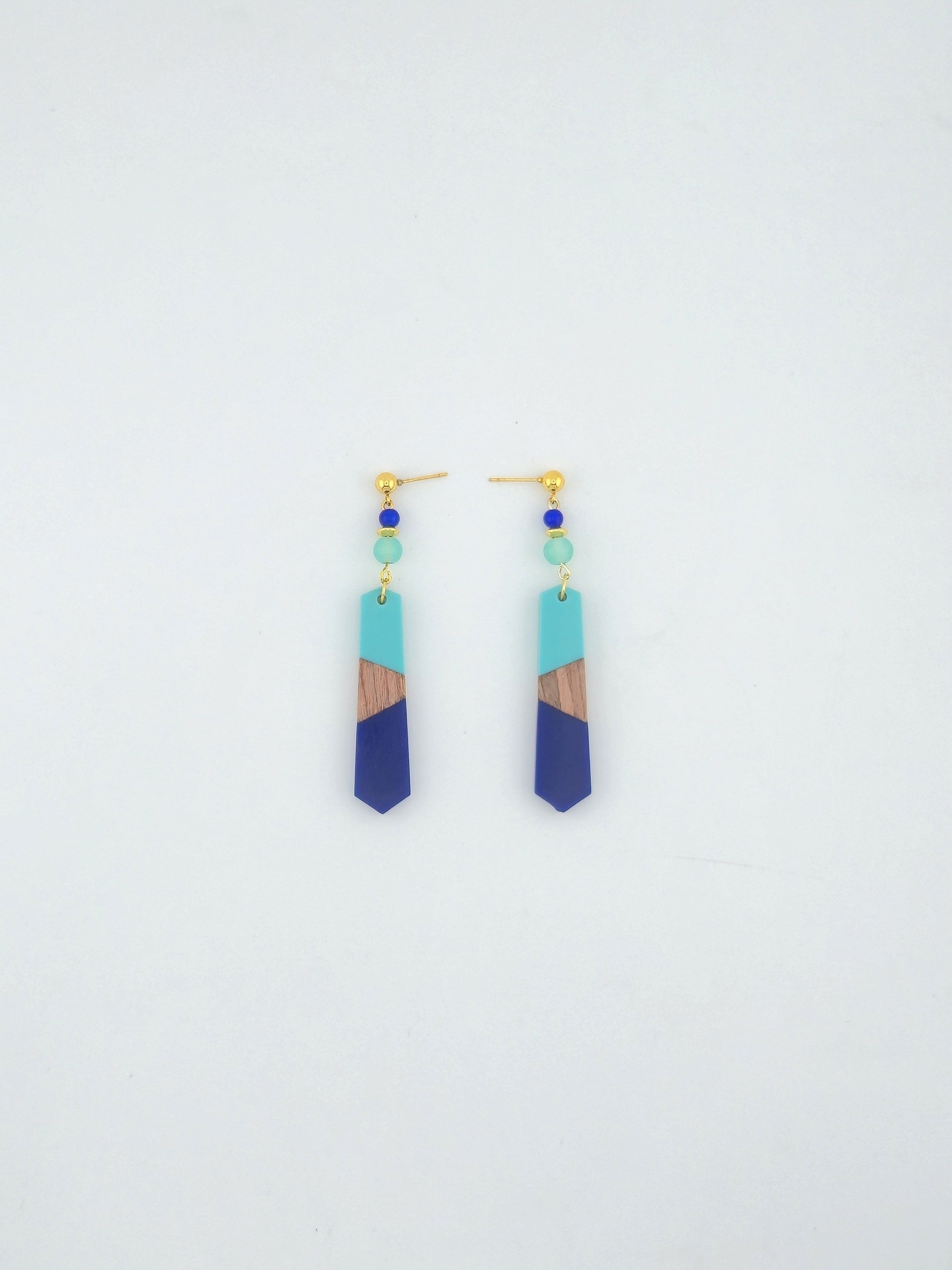 Colorful Wood/Resin Pedulum Earrings