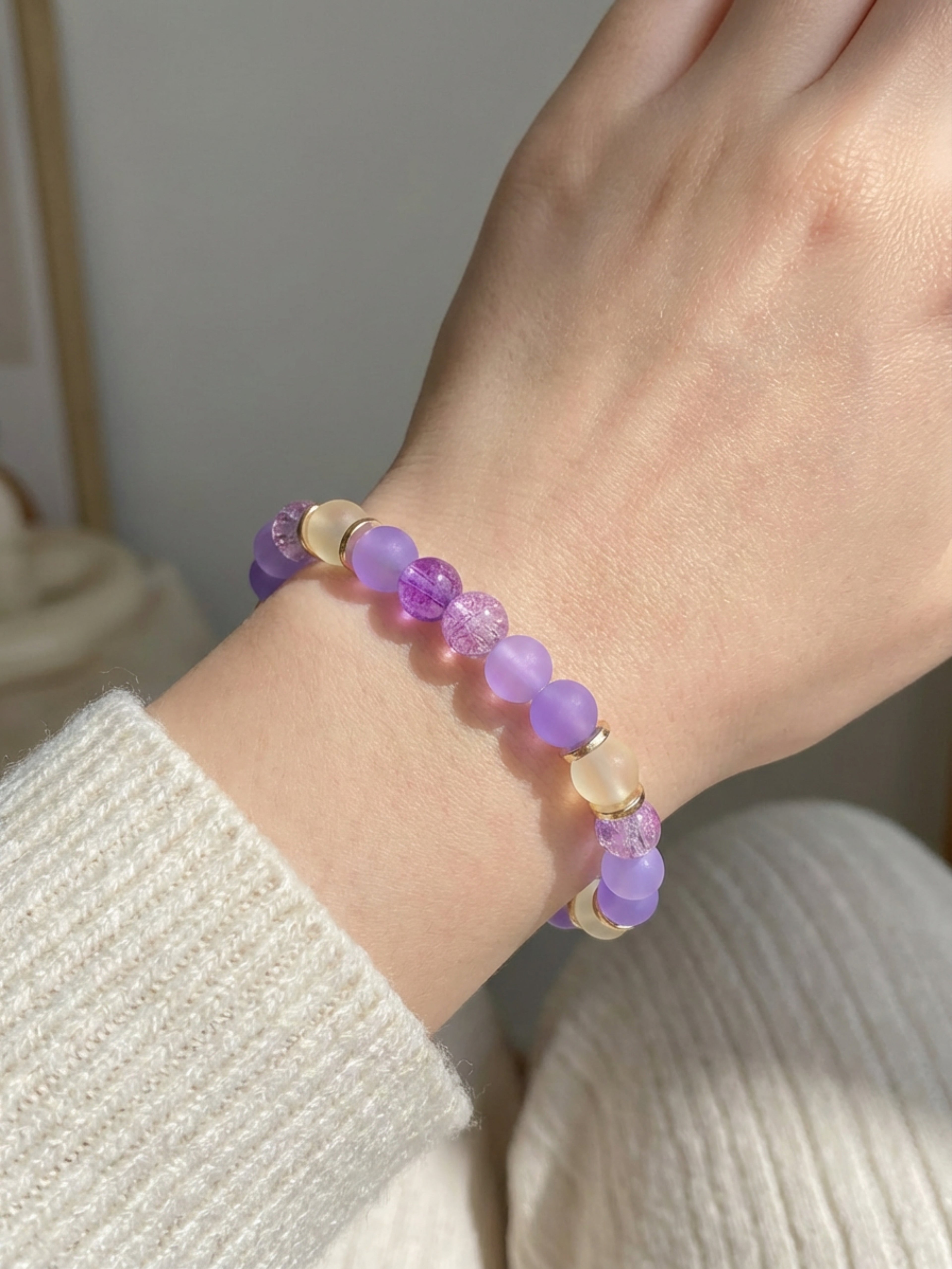 Purple Ombre Glass Bead Bracelet