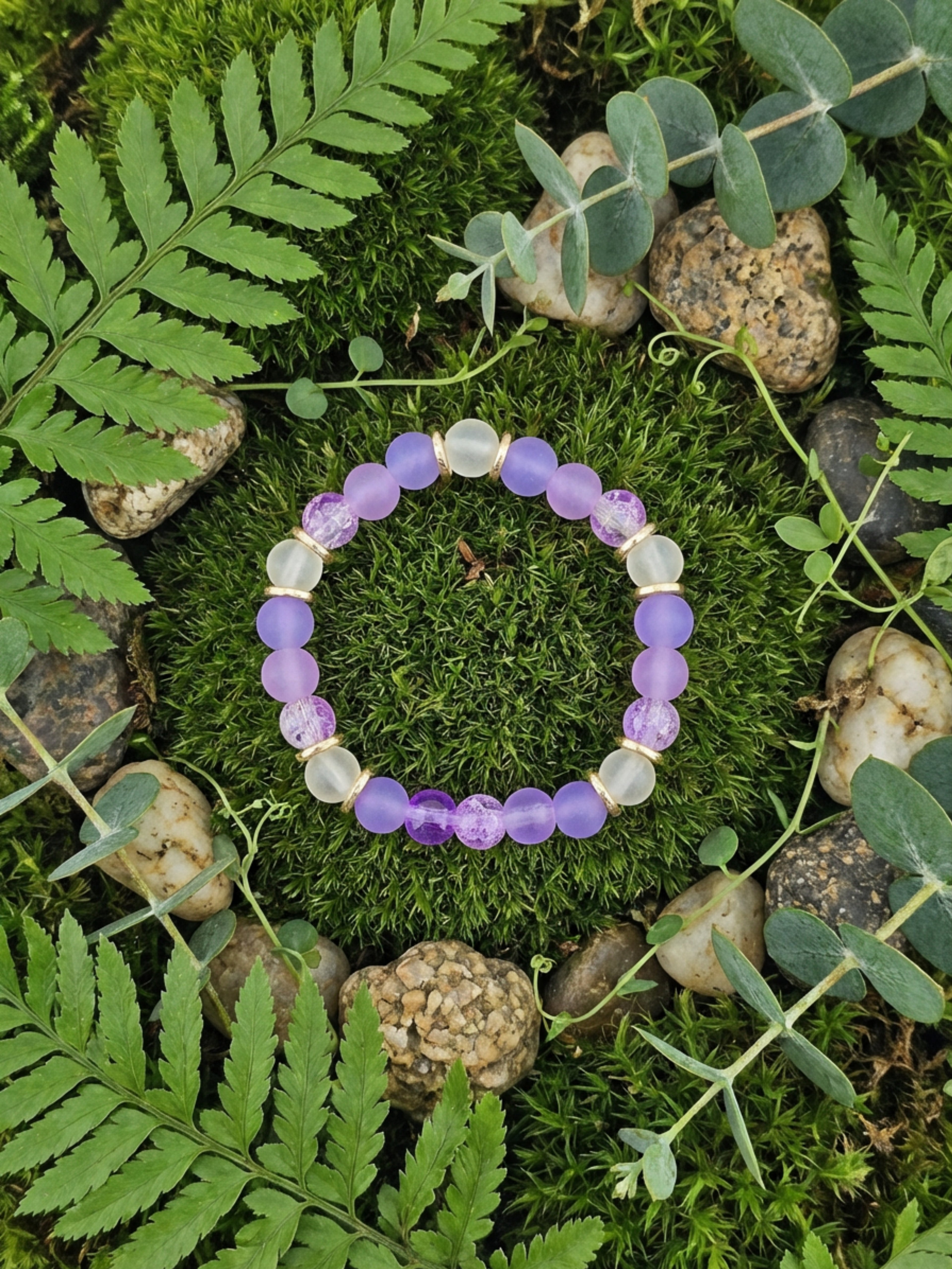 Purple Ombre Glass Bead Bracelet