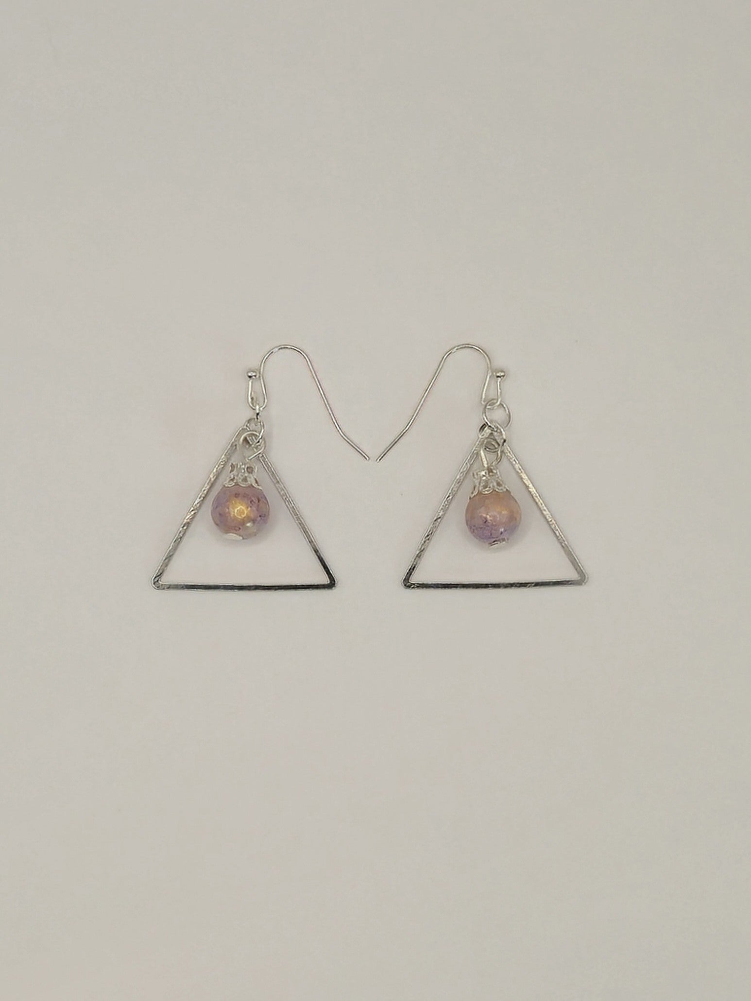 Purple Crackle Glass Pendant Earrings