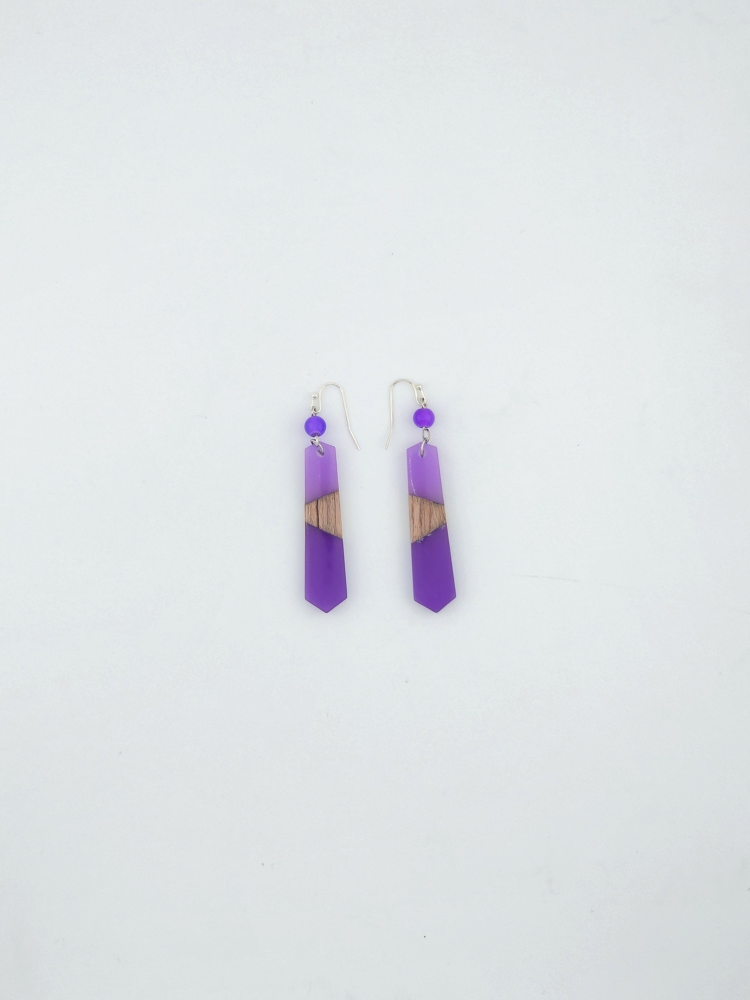 Colorful Wood/Resin Pedulum Earrings