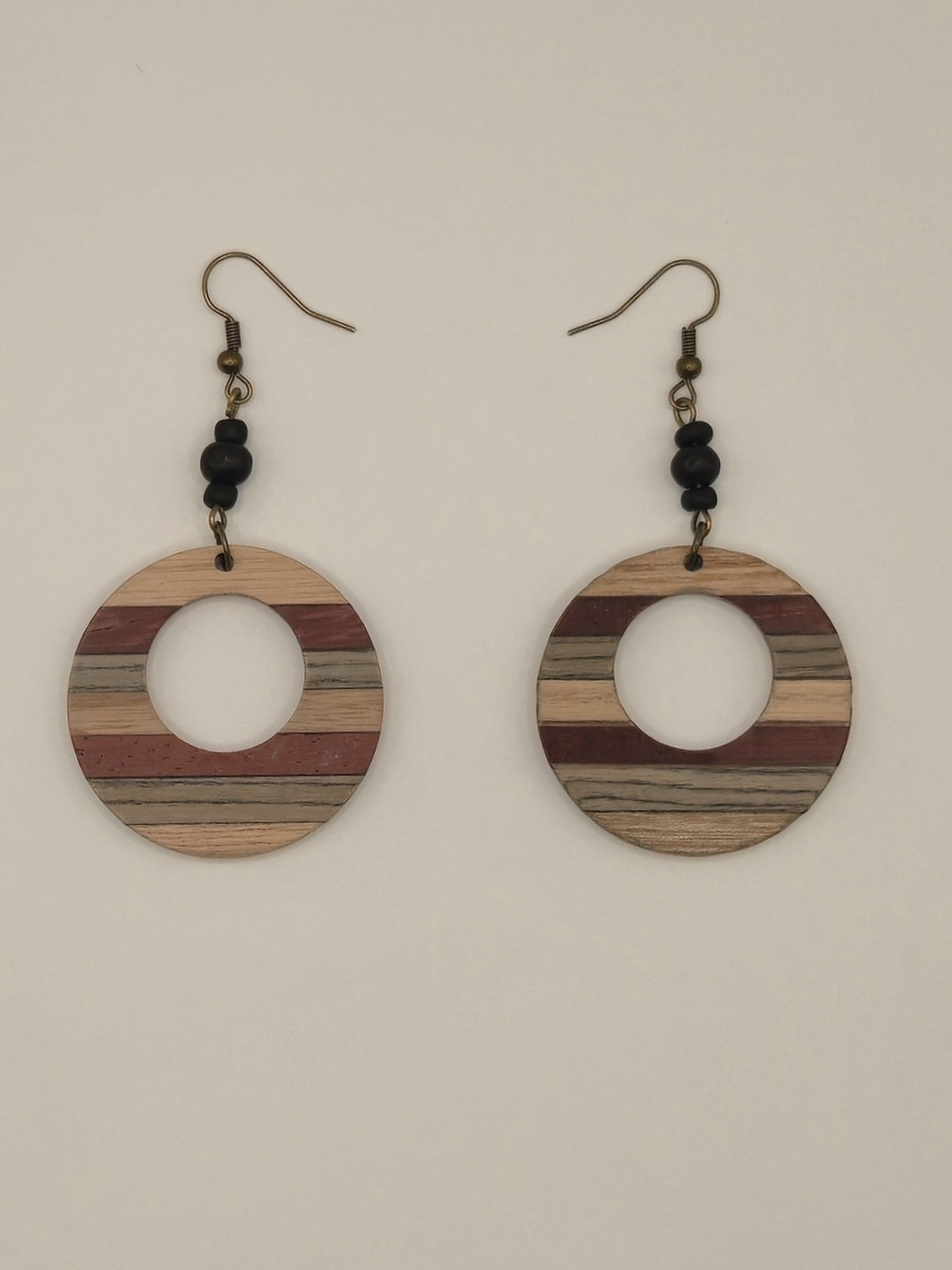 Natural Wood Stripe Earrings