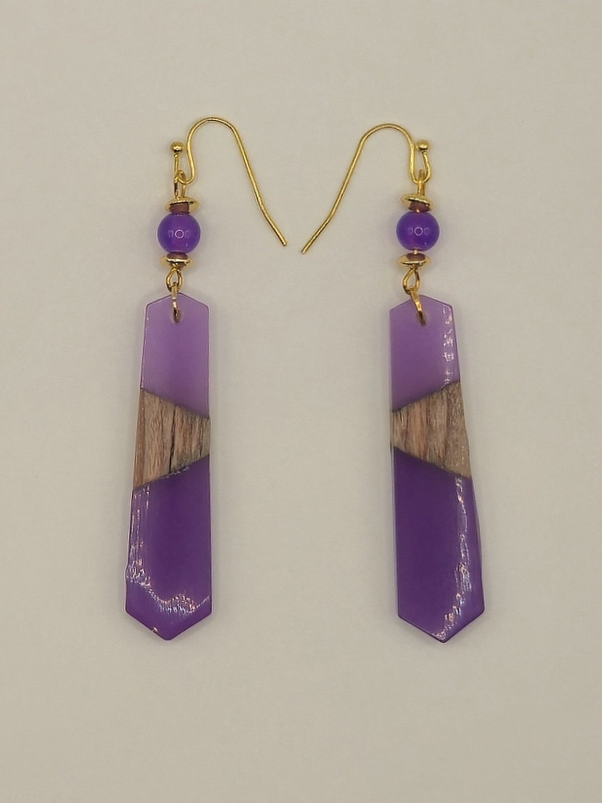 Colorful Wood/Resin Pedulum Earrings