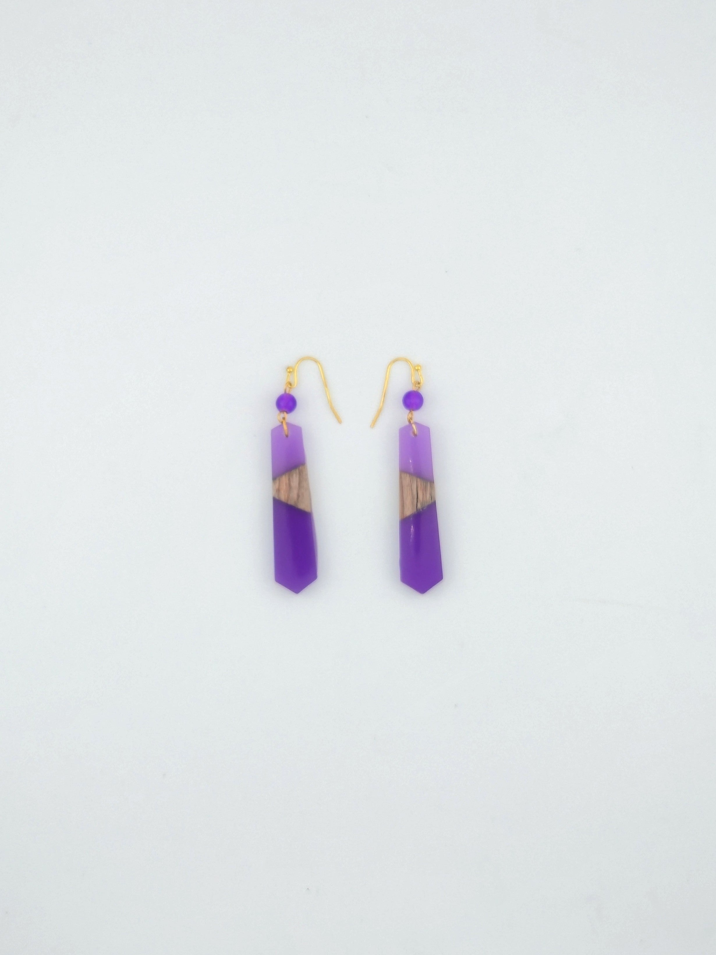Colorful Wood/Resin Pedulum Earrings