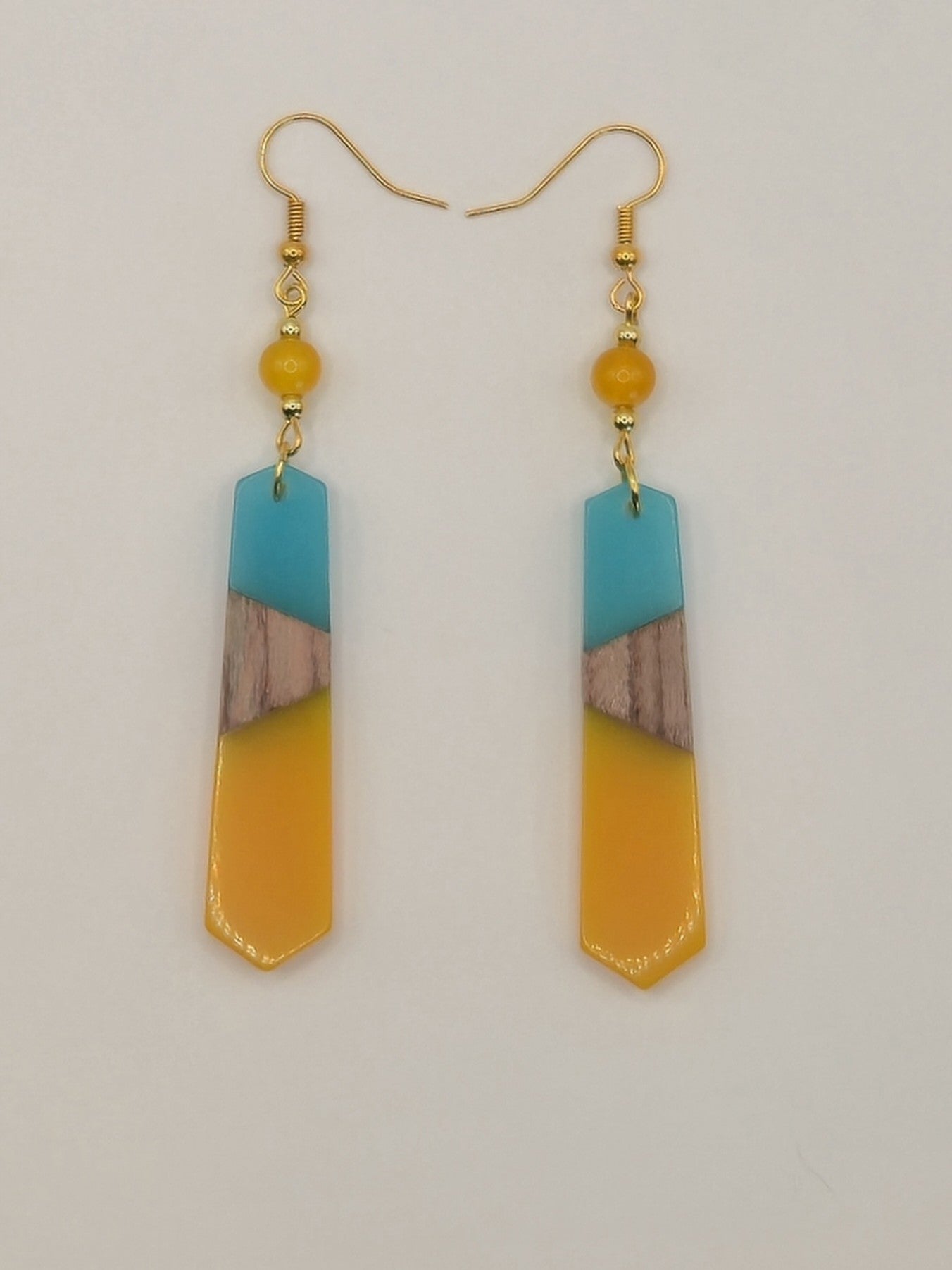 Colorful Wood/Resin Pedulum Earrings