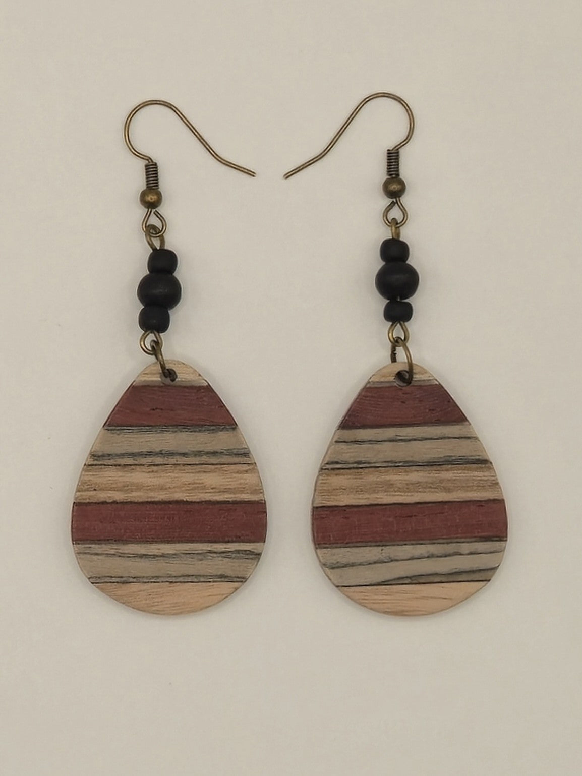 Natural Wood Stripe Earrings