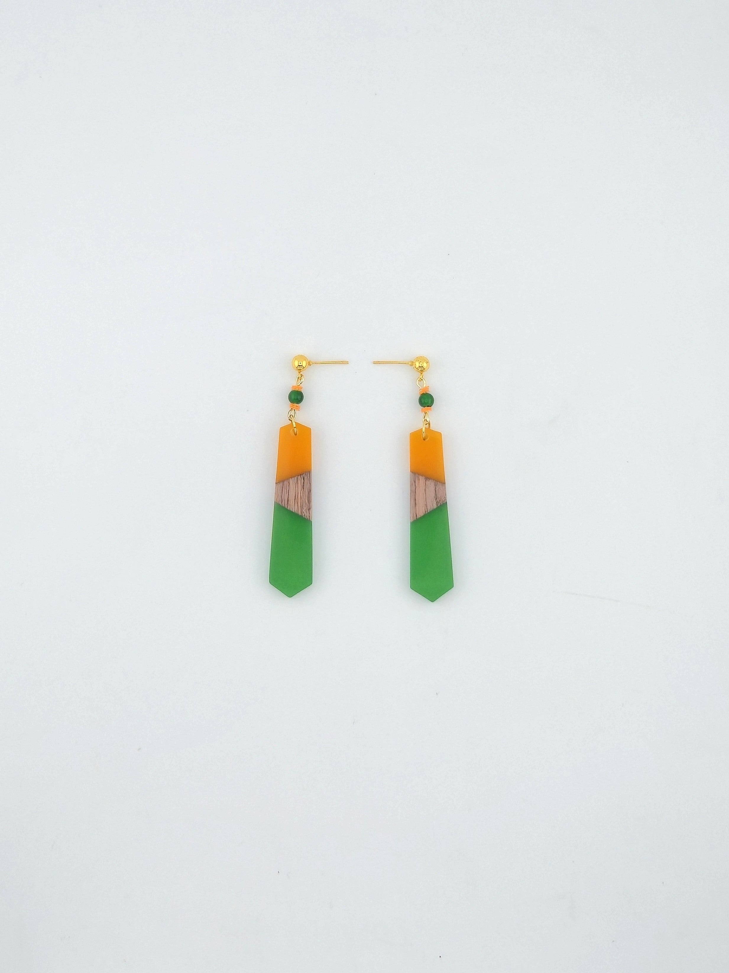Colorful Wood/Resin Pedulum Earrings