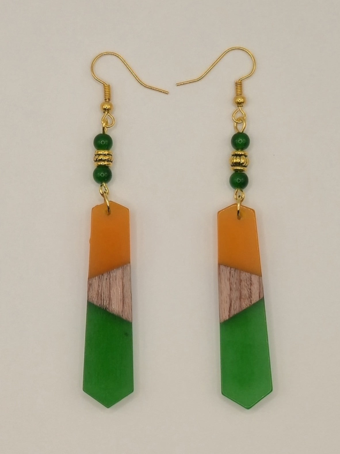 Colorful Wood/Resin Pedulum Earrings