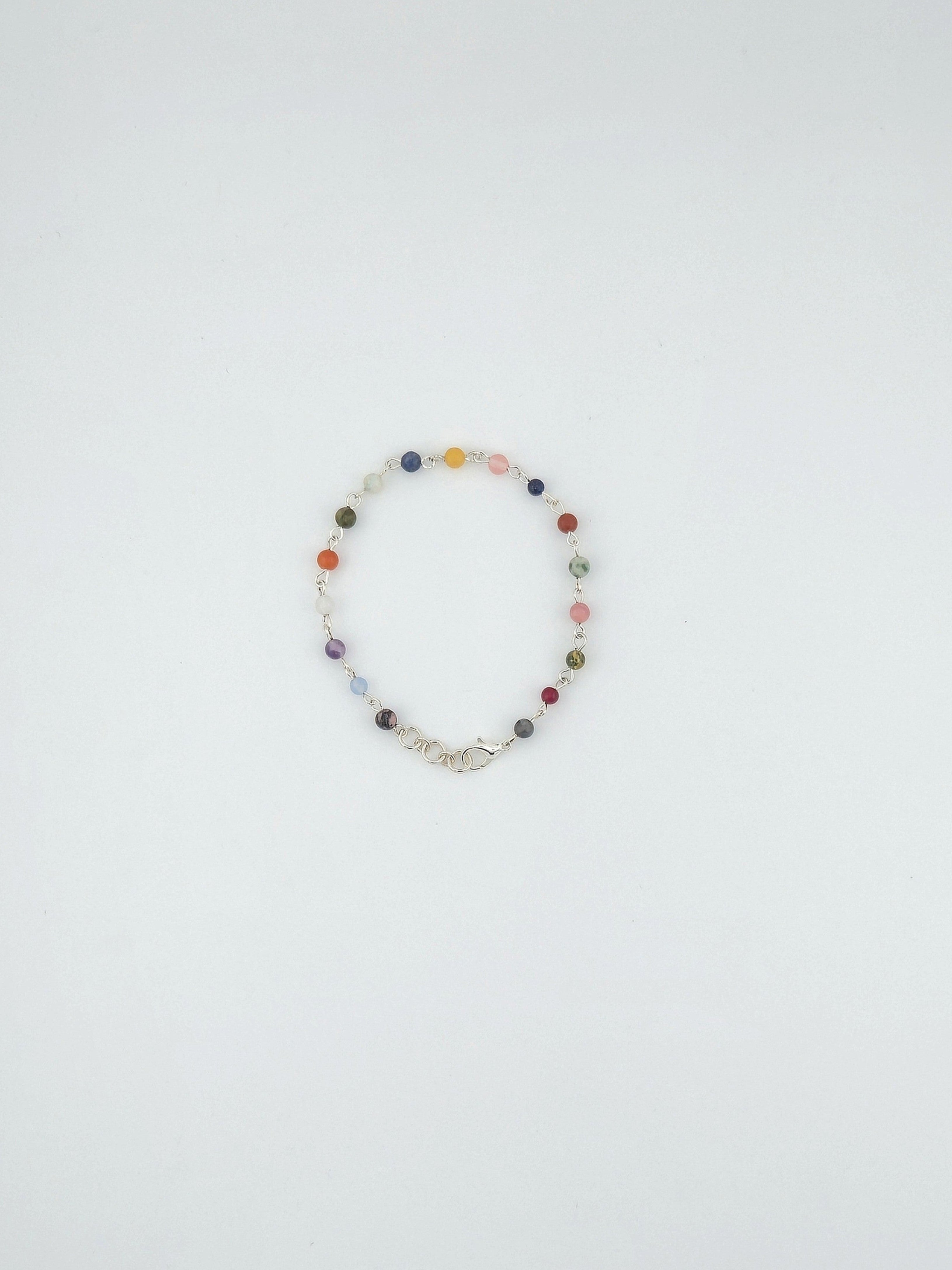Mixed Natural Stone Link Bracelet