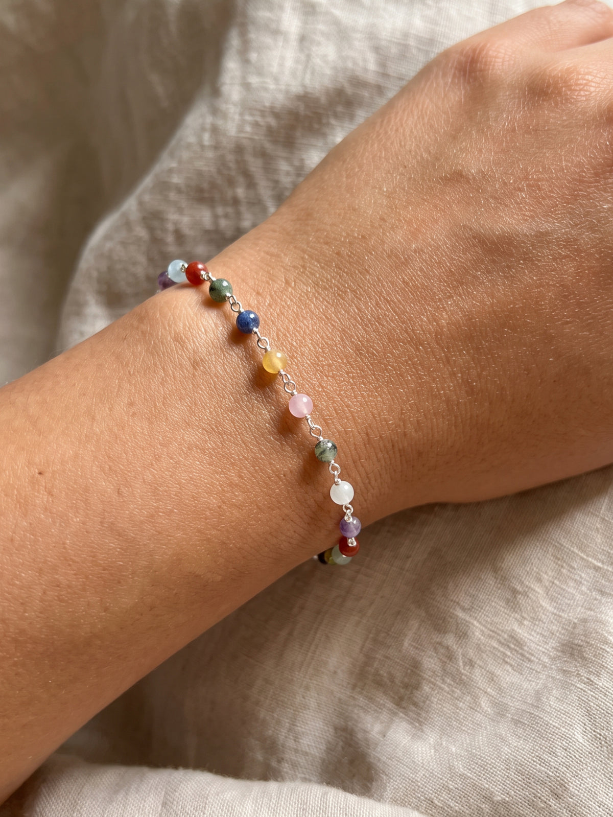 Mixed Natural Stone Link Bracelet