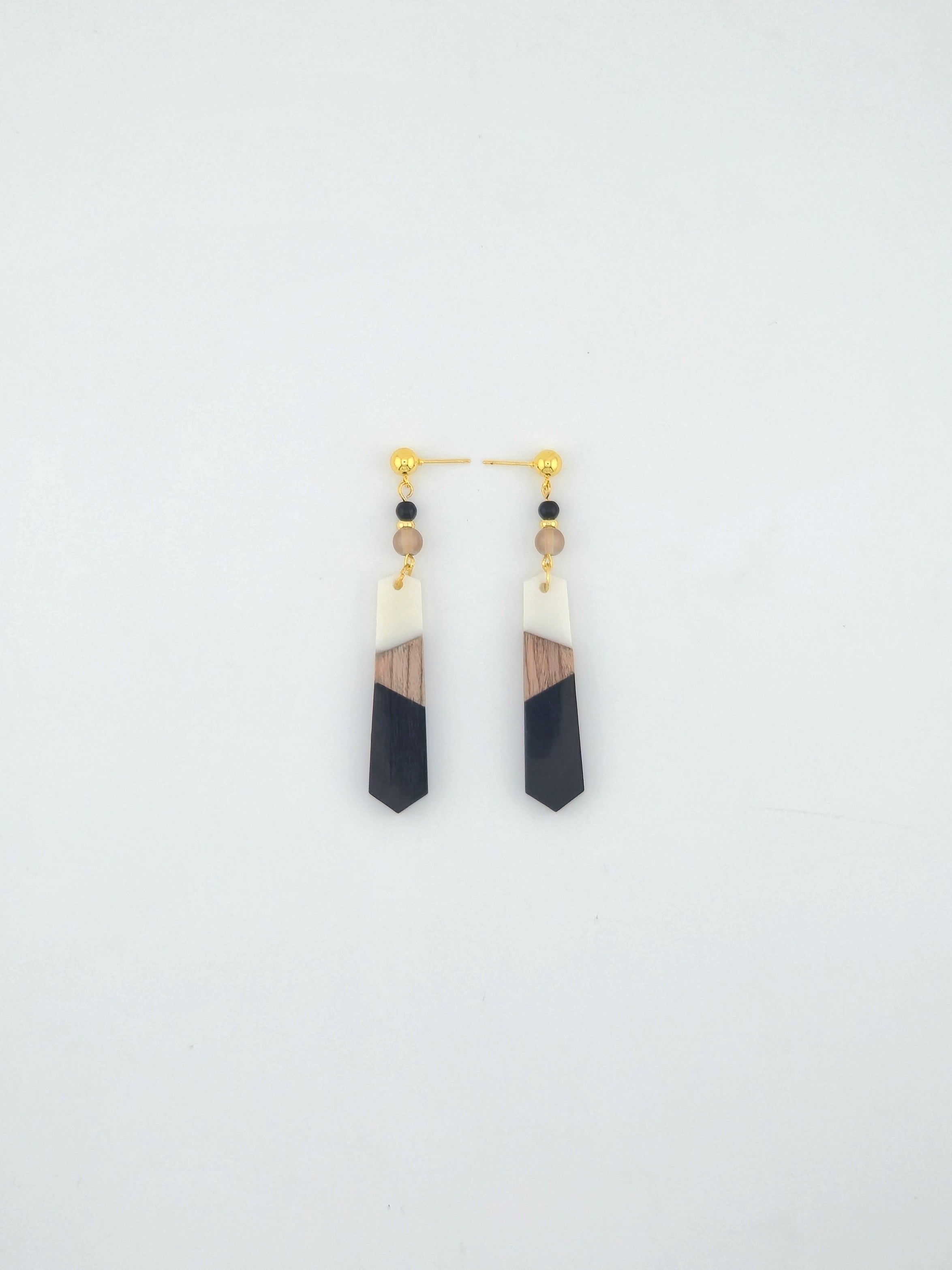 Colorful Wood/Resin Pedulum Earrings