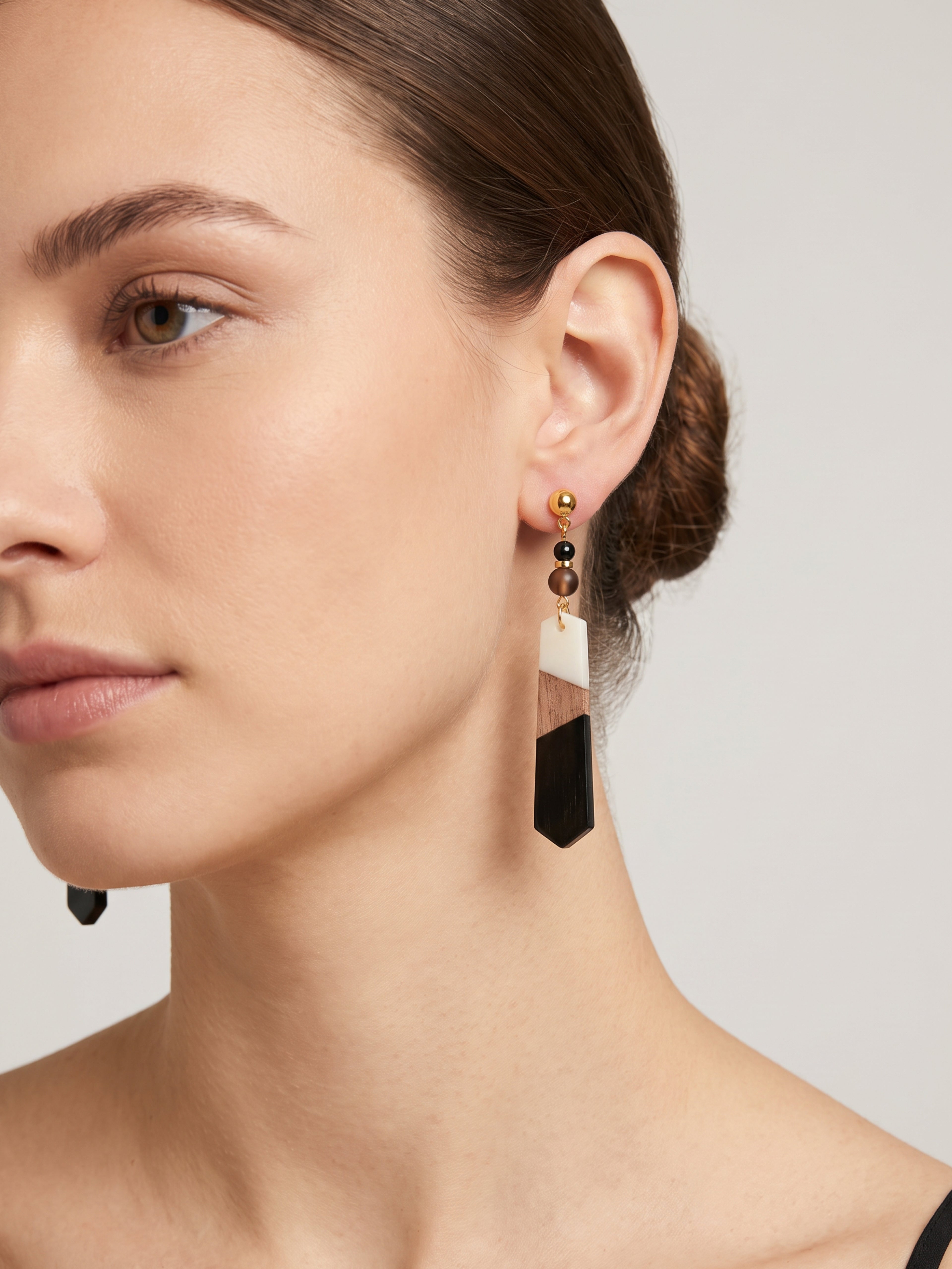 Colorful Wood/Resin Pedulum Earrings